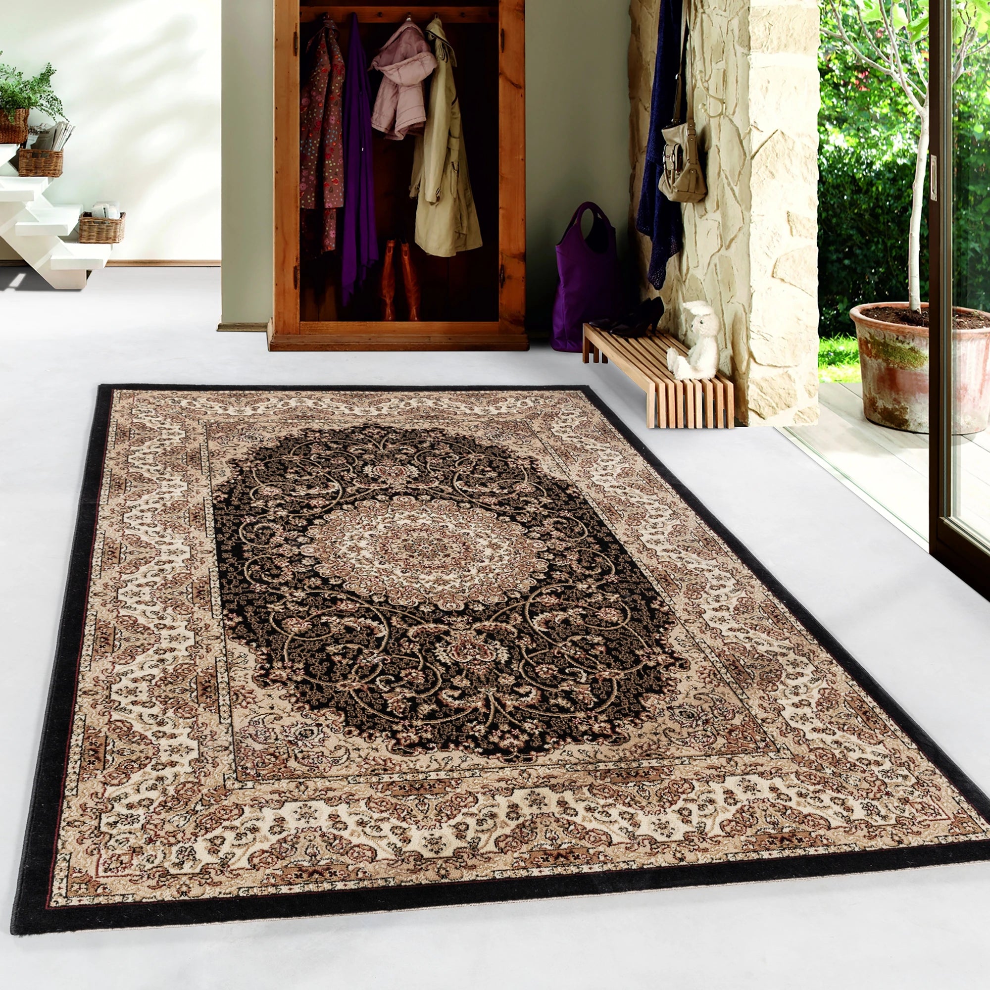 Oriental Stylish Area Rug Black