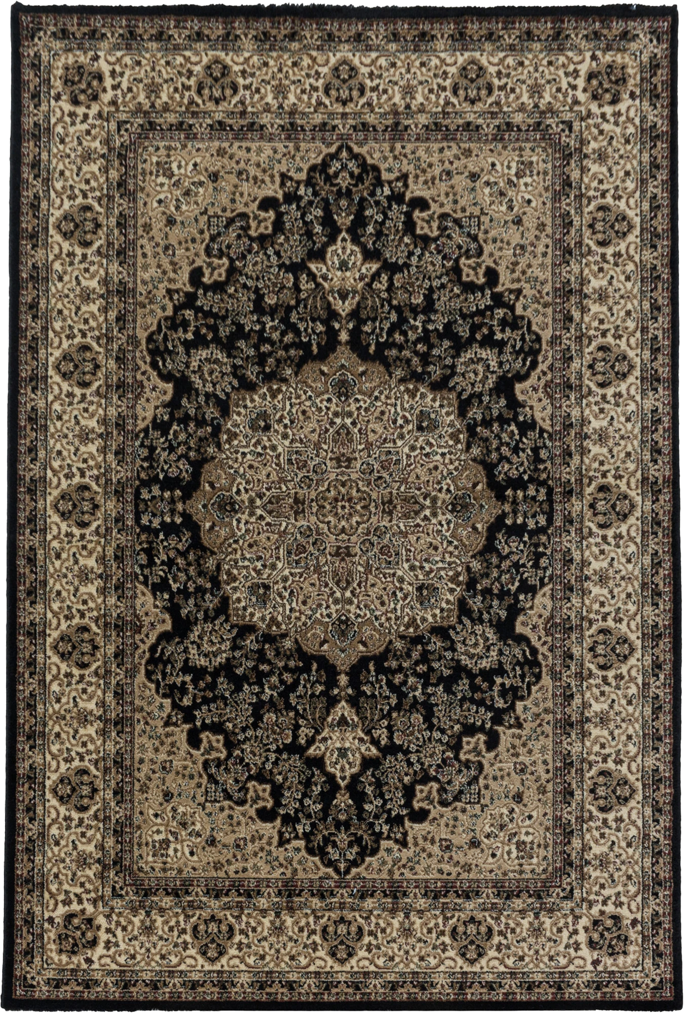 Oriental Neutral Area Rug Black