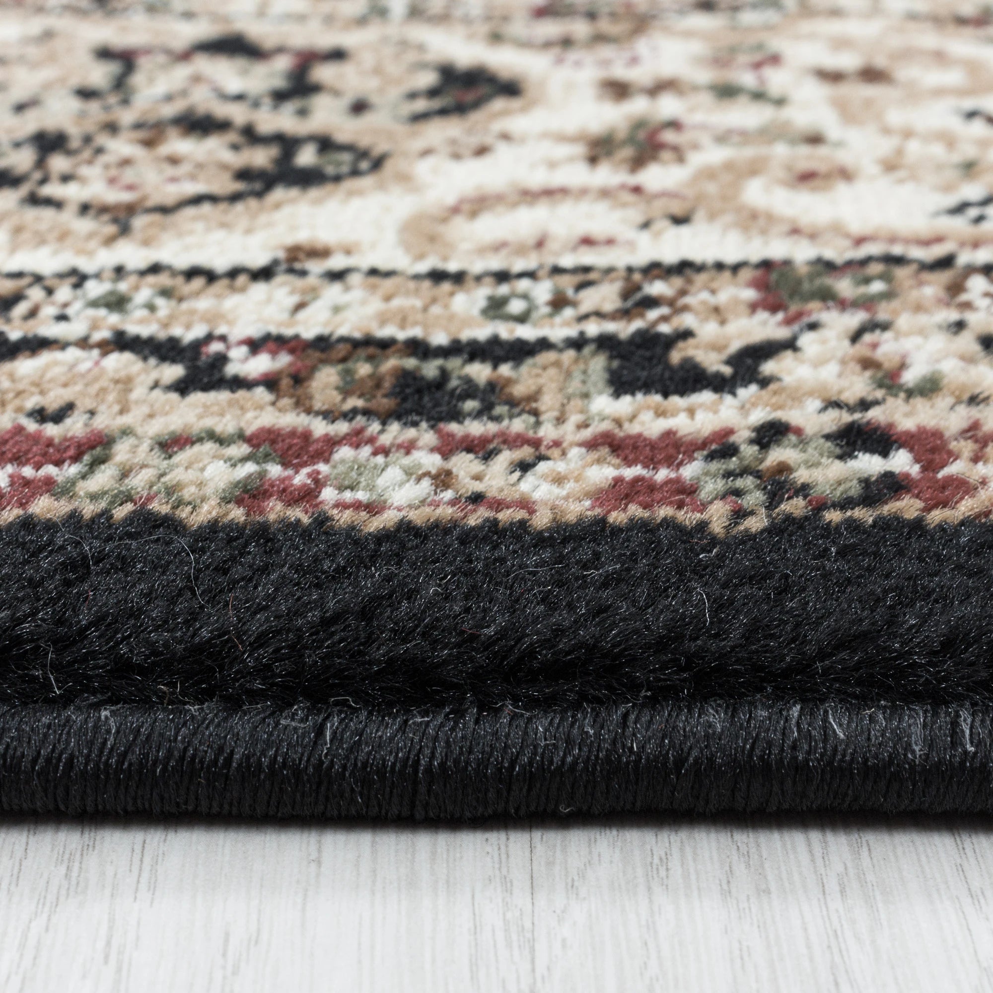 Oriental Neutral Area Rug Black