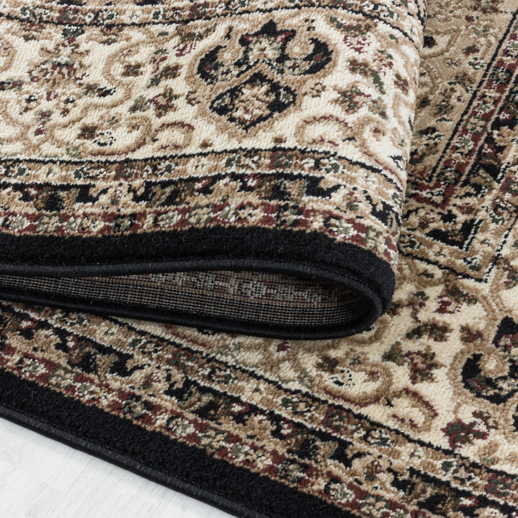Oriental Neutral Area Rug Black