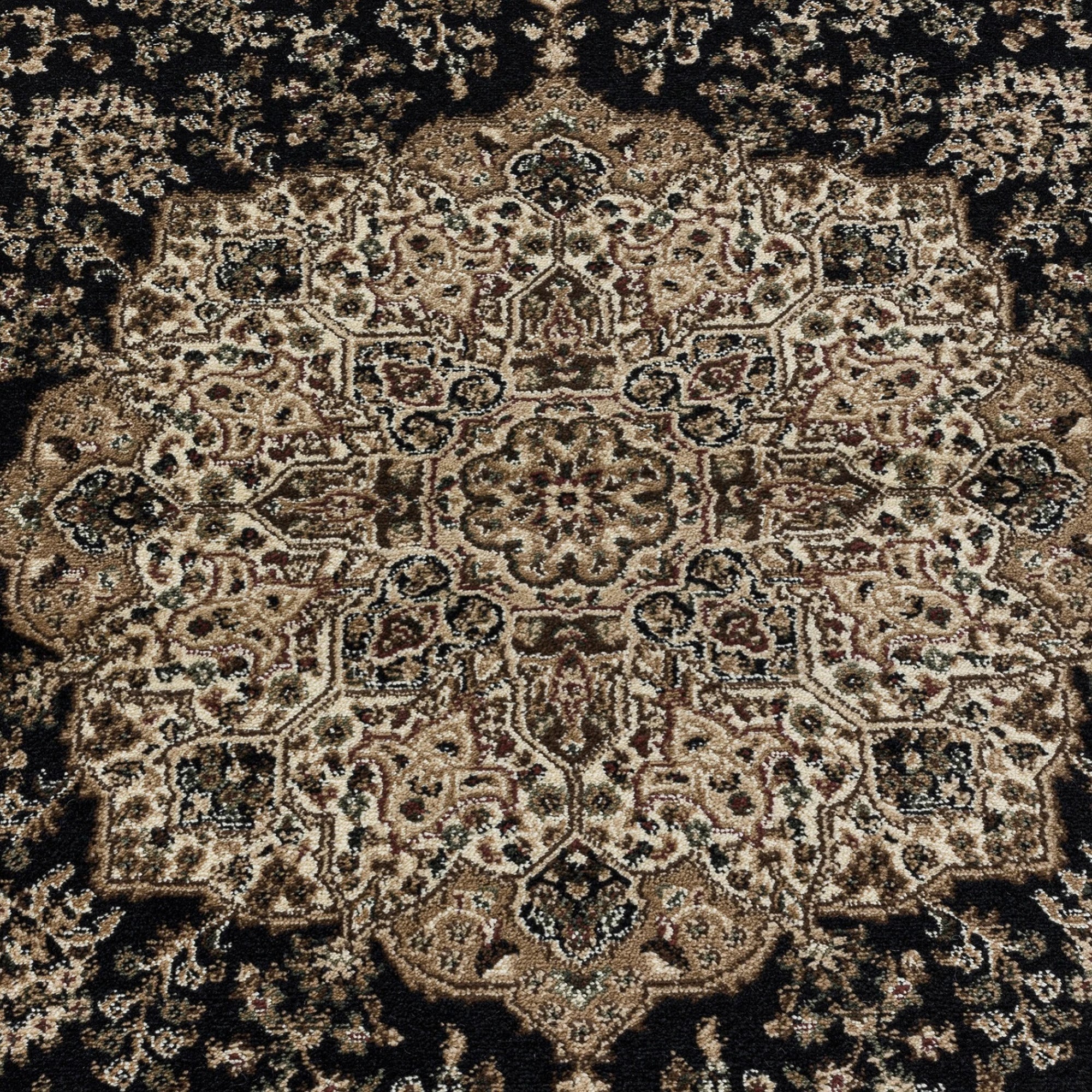 Oriental Neutral Area Rug Black