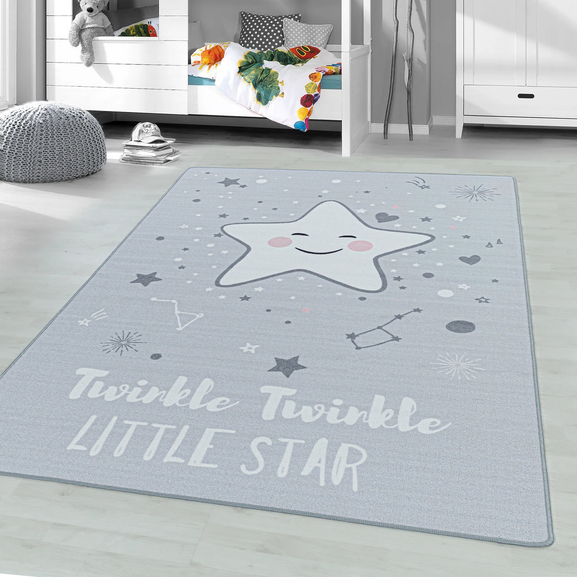 Moderner Teppich Stars in Grau