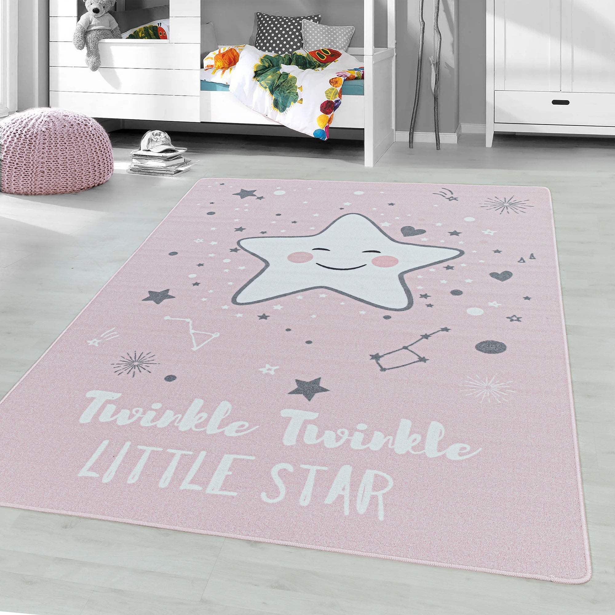 Stars Cozy Area Rug Pink
