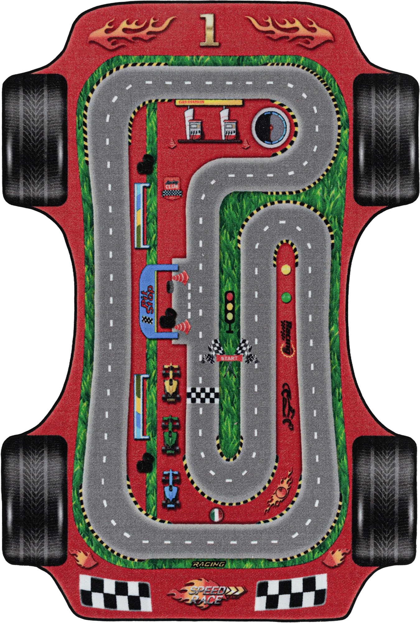 Race Track Rug Red