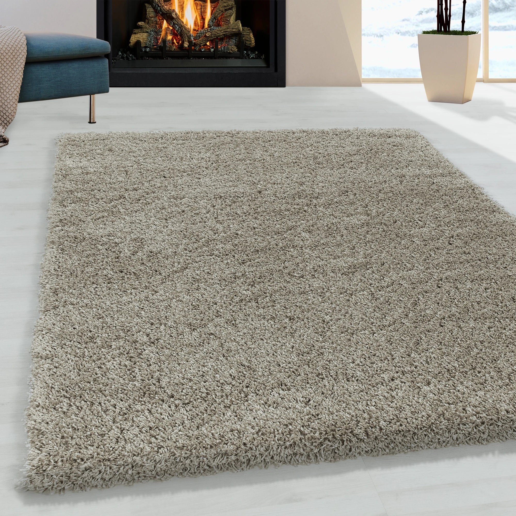 Natural Plush High Pile Shag Rug