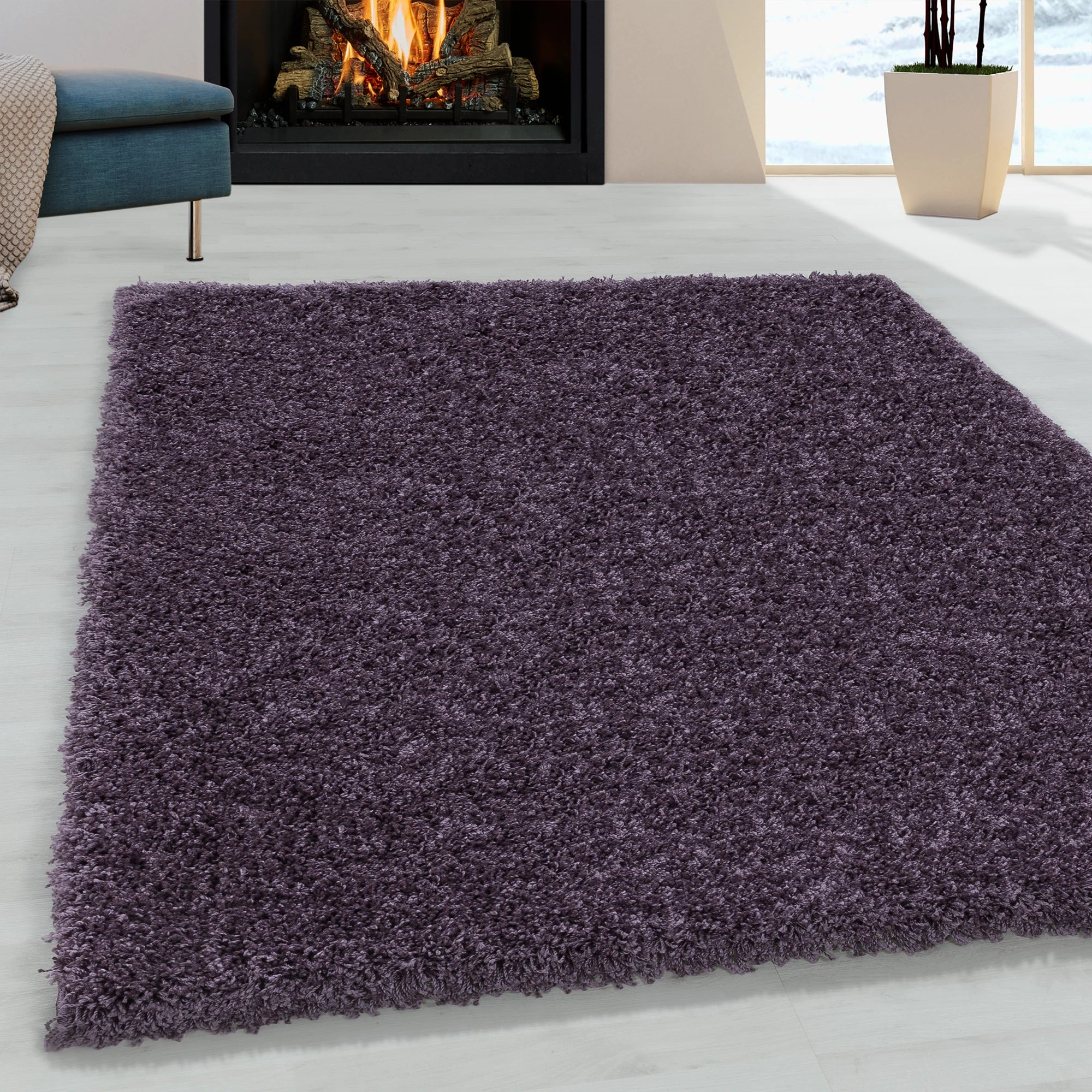 Violet Plush High Pile Shag Rug