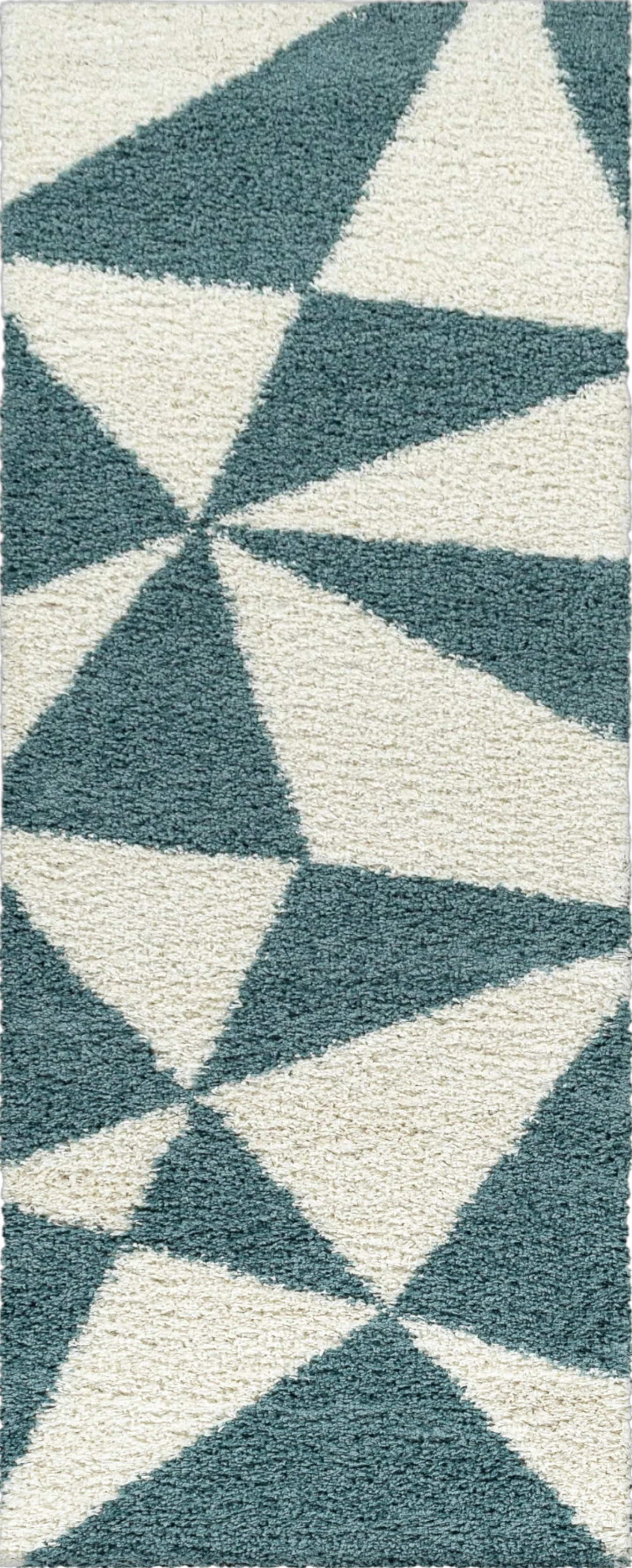 Modern Teal Triangle Shag Rug | Blue