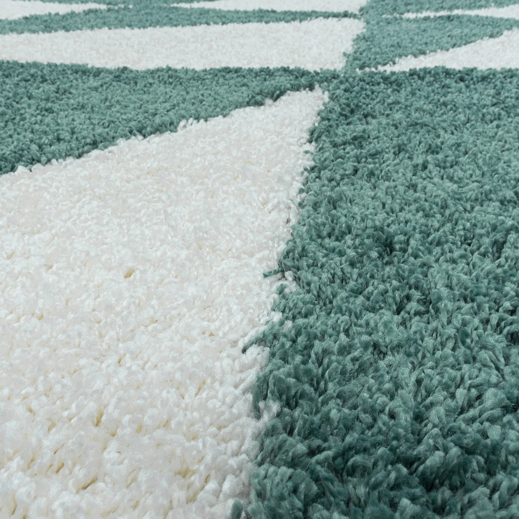 Modern Teal Triangle Shag Rug | Blue