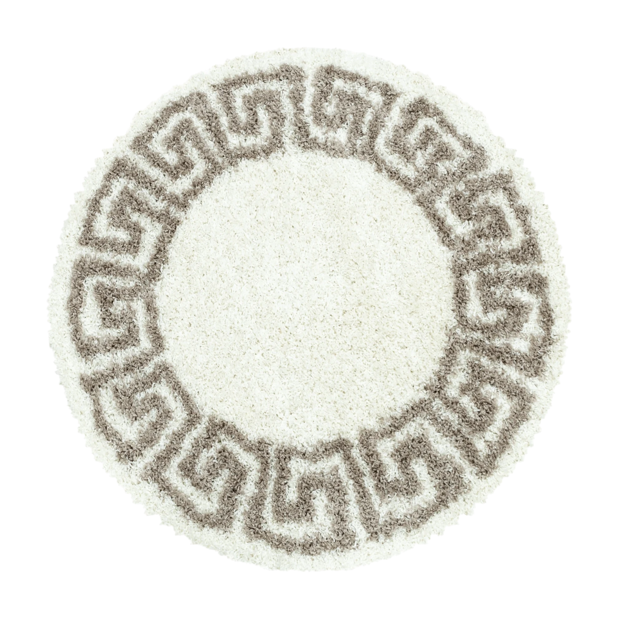 Teppich mit Mäandermuster in Beige