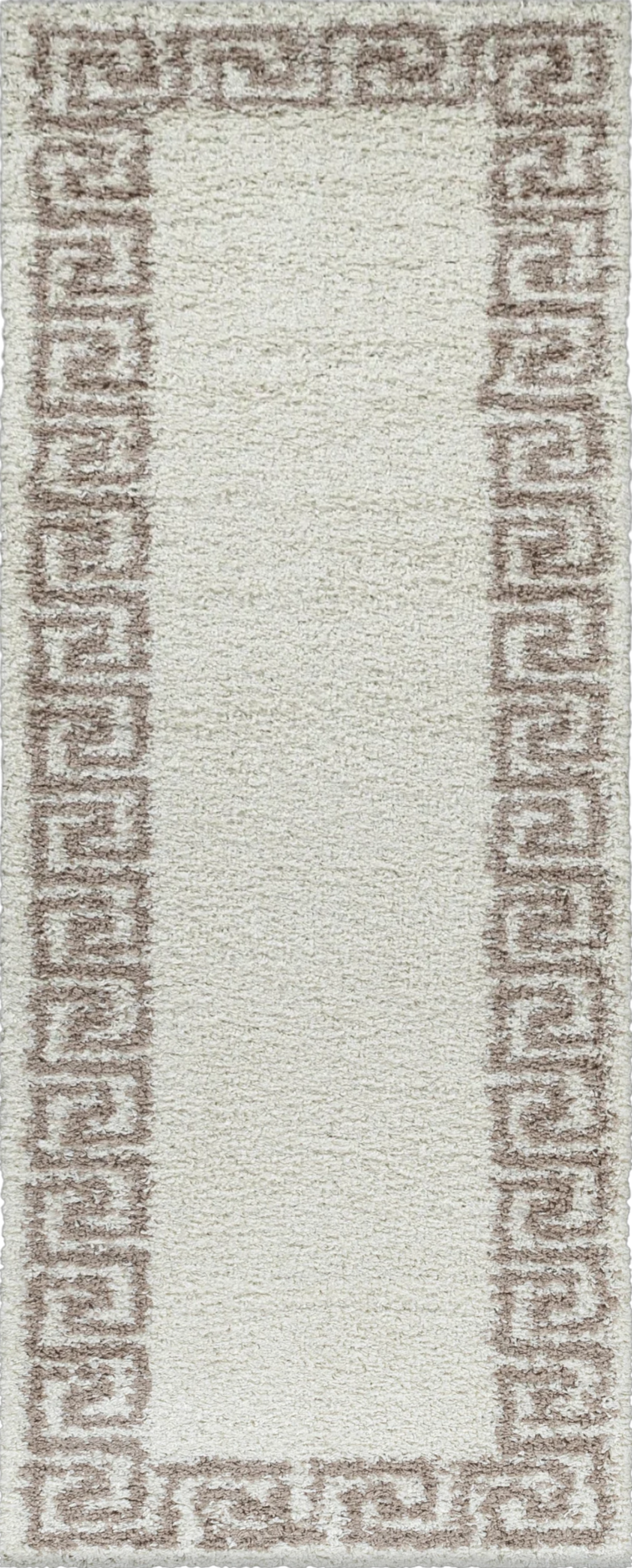 Teppich mit Mäandermuster in Beige