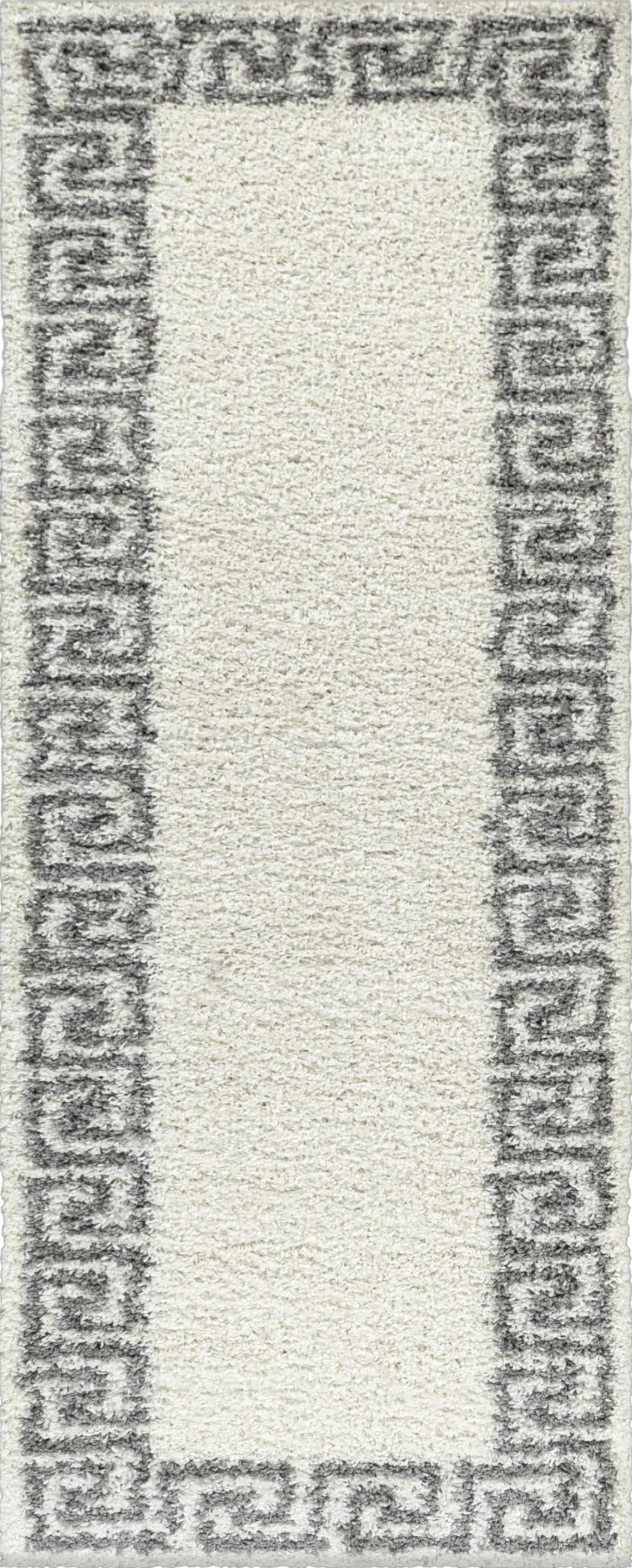Neutraler Teppich mit Mäandermuster