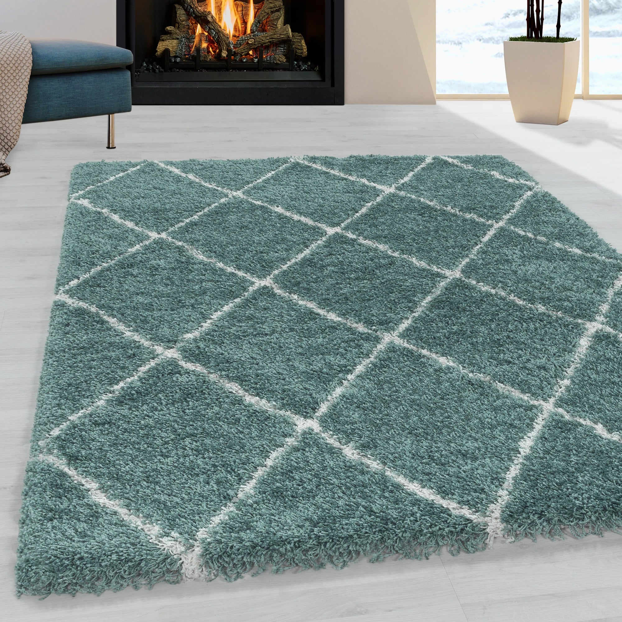Geometric Polygon Rug | Blue