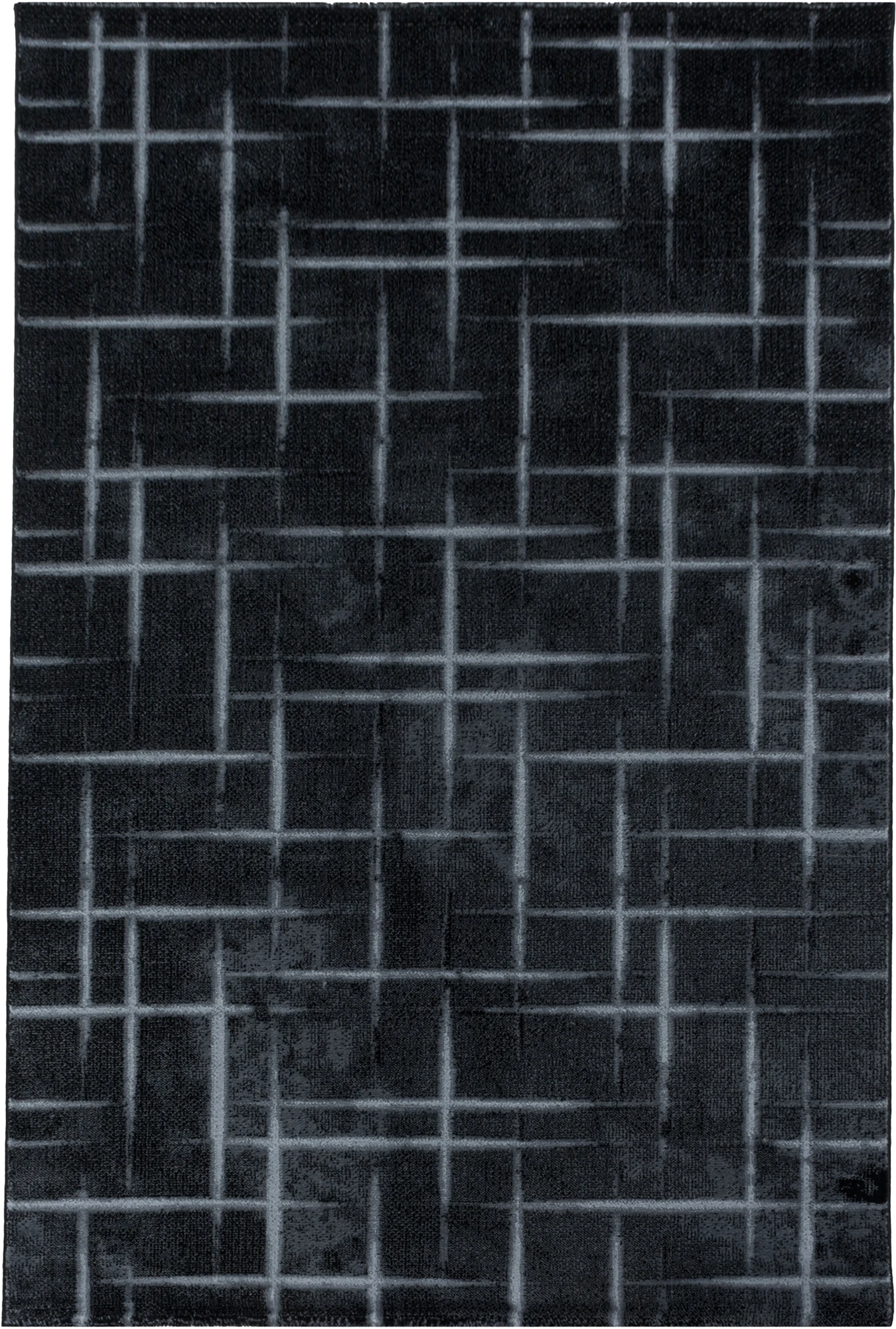 Striped Streaked Rug Black