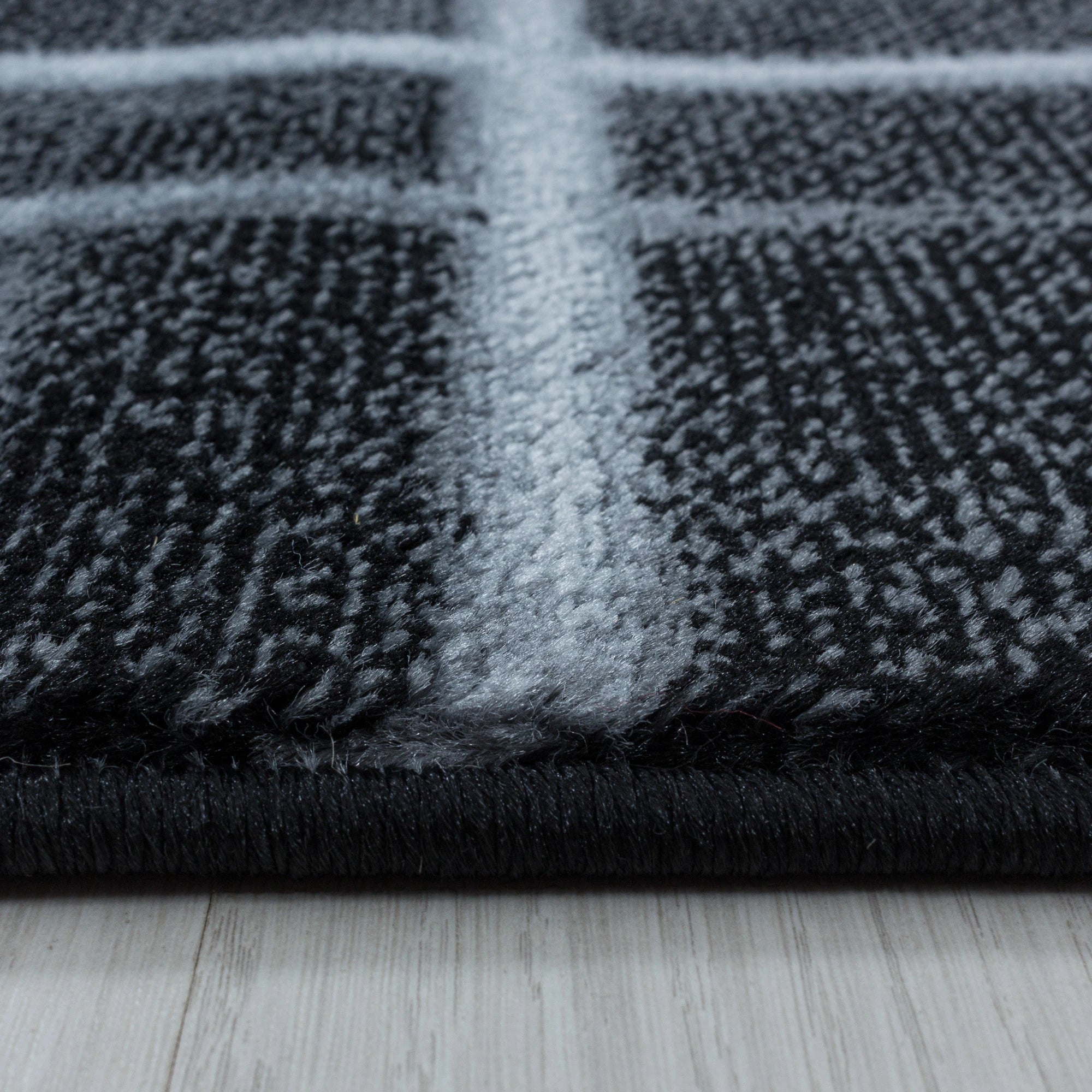 Striped Streaked Rug Black