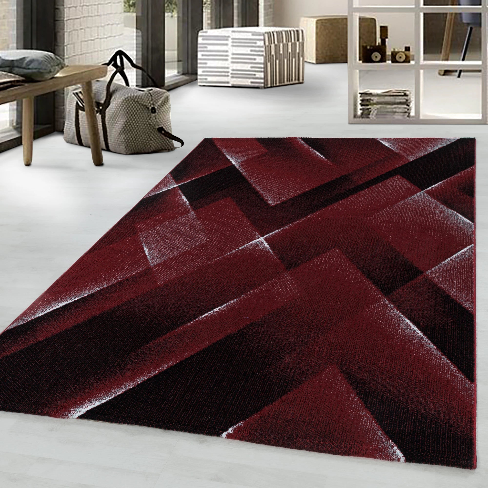 Abstract Rug Red