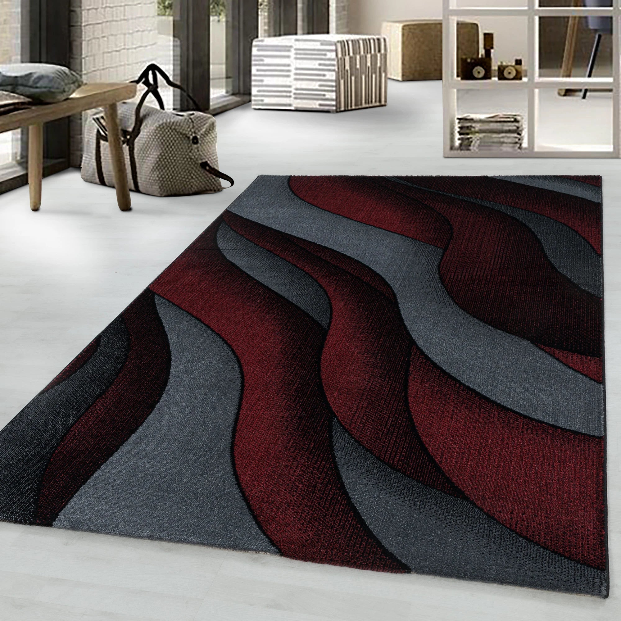 Waves Rug Red