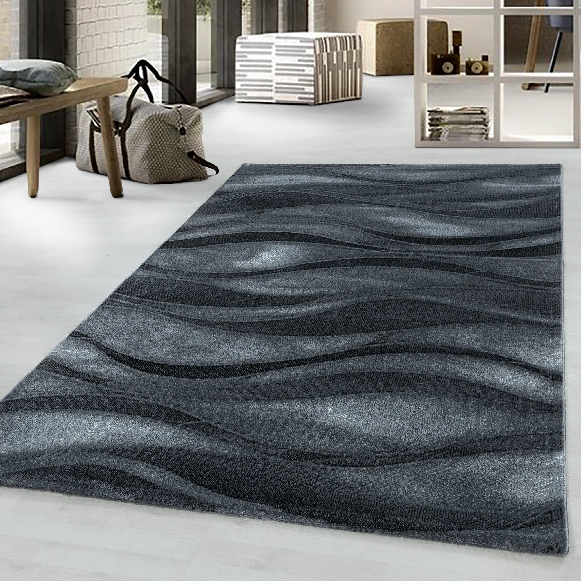 Waves Rug Black