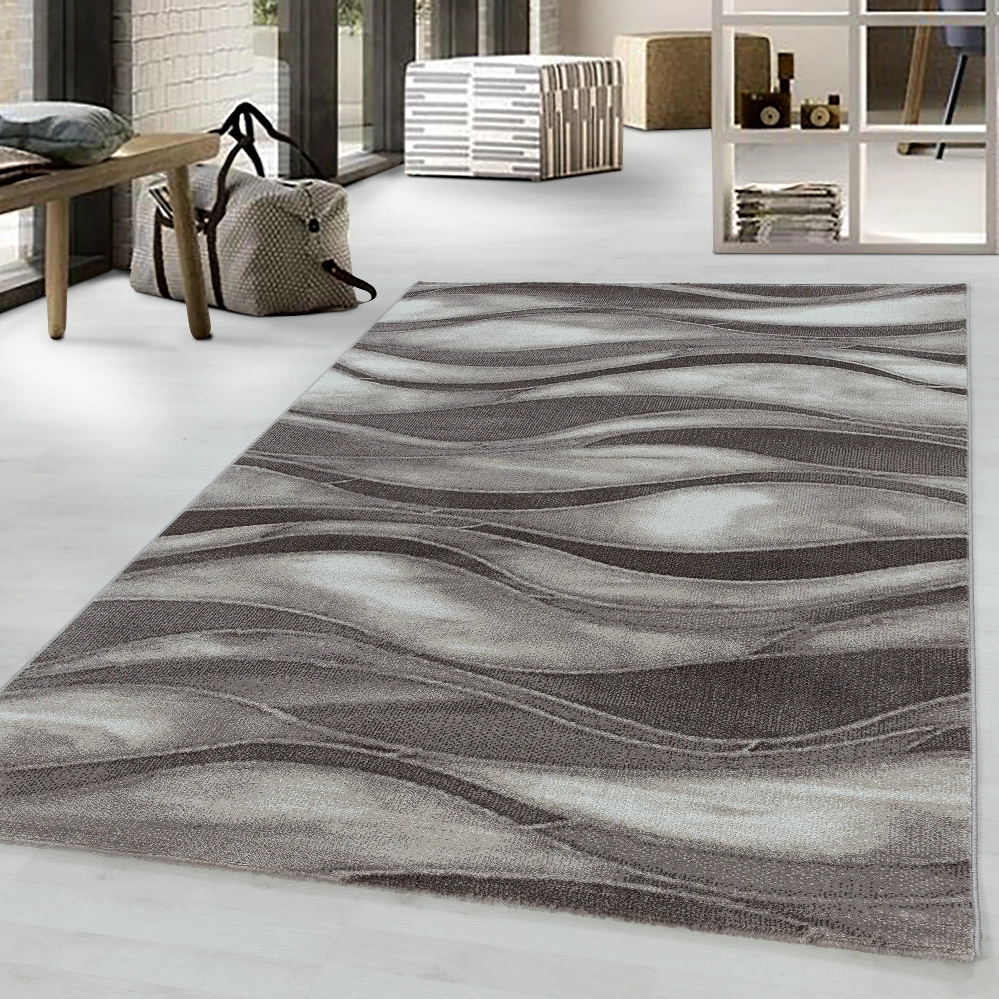 Waves Chic Area Rug Brown