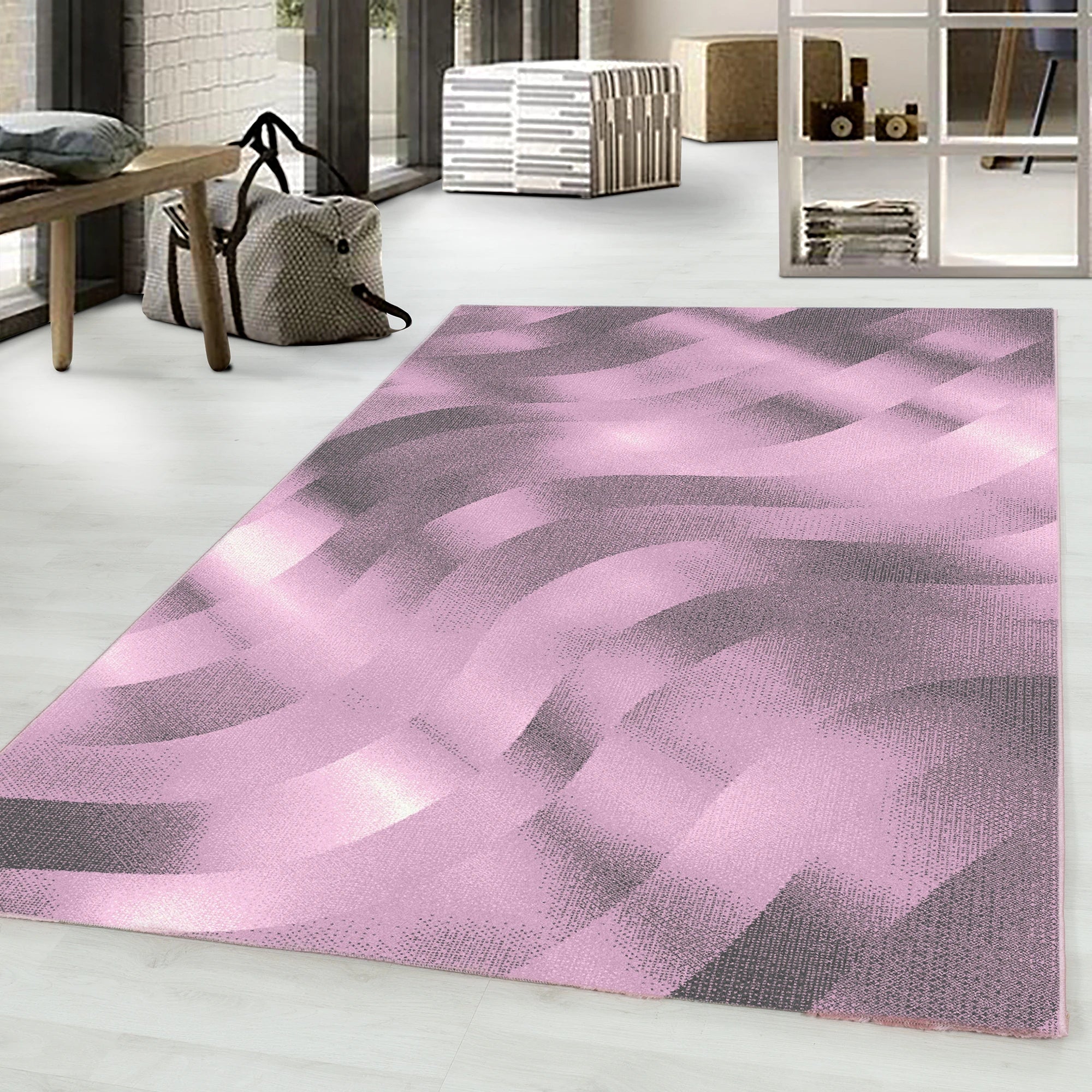 Abstract-waves Abstract Rug Pink
