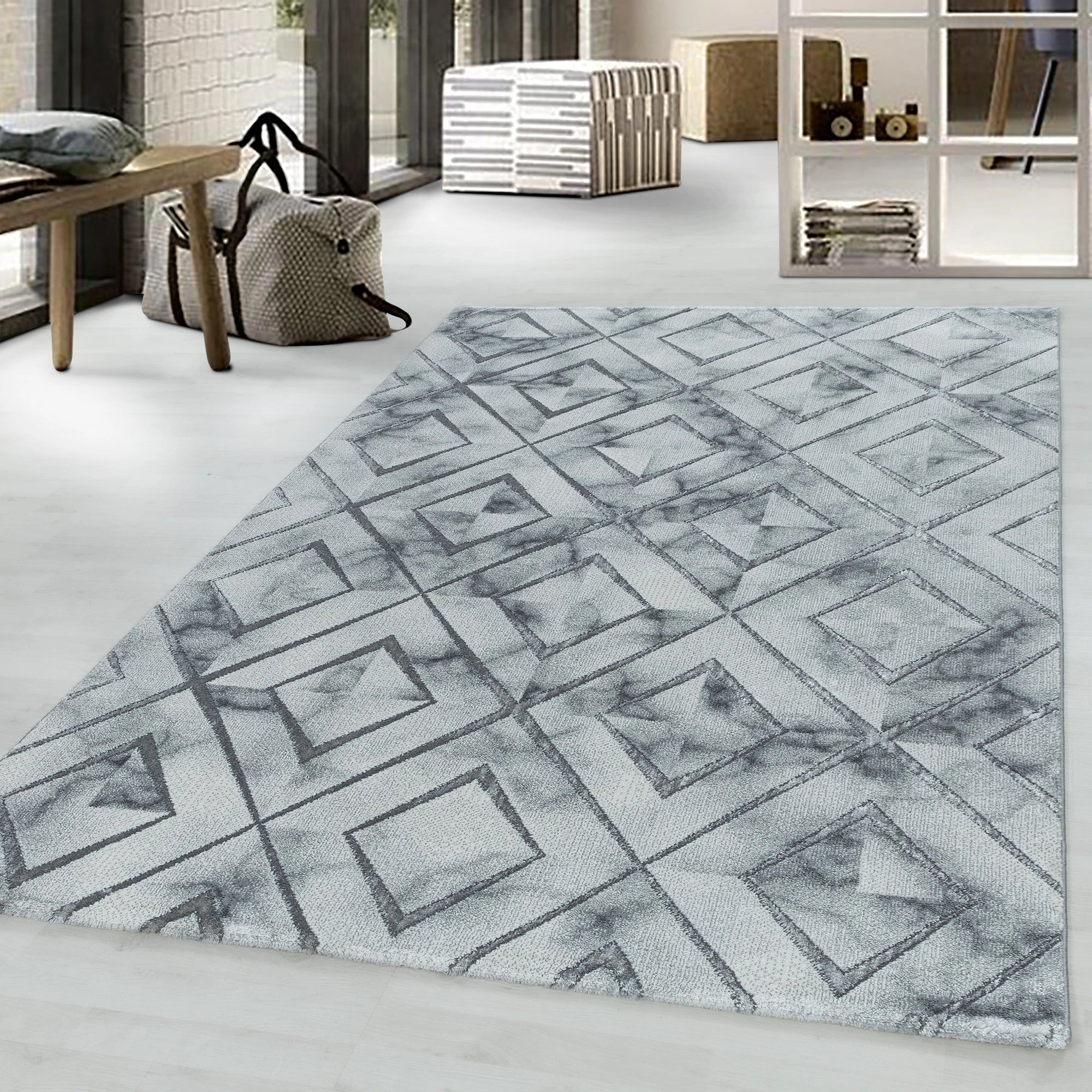 Marble Rug Silver