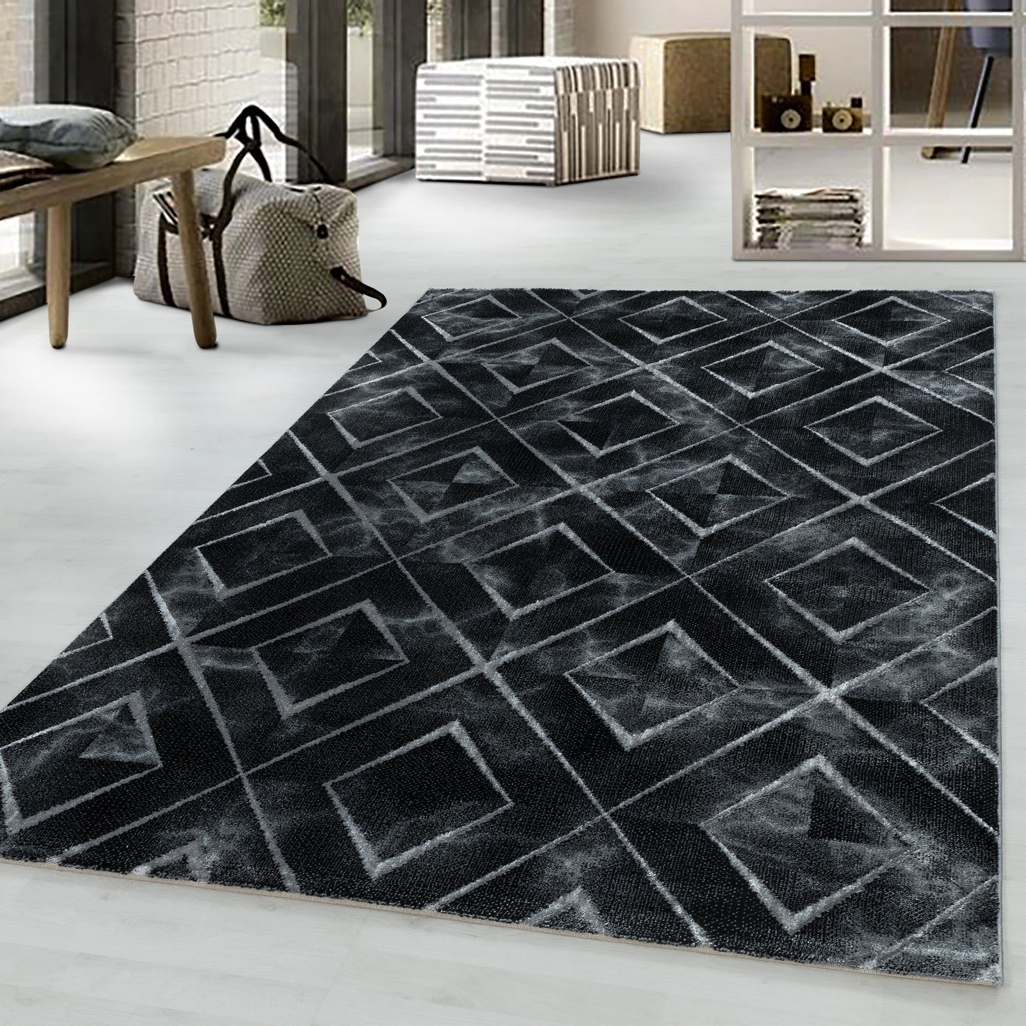 Marble Chic Area Rug Silver