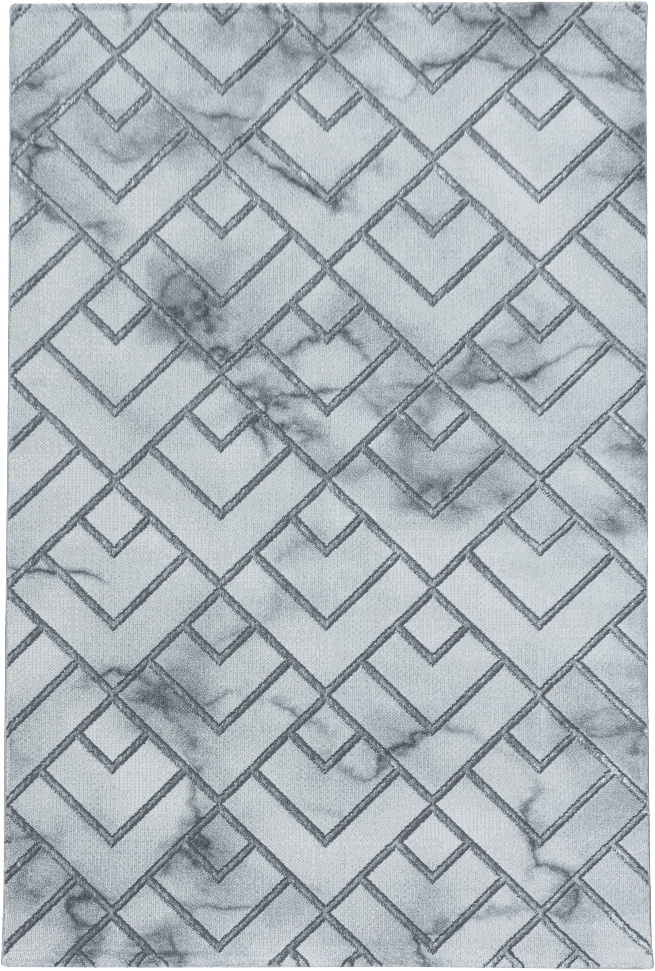 Marble Neutral Floor Rug Silver