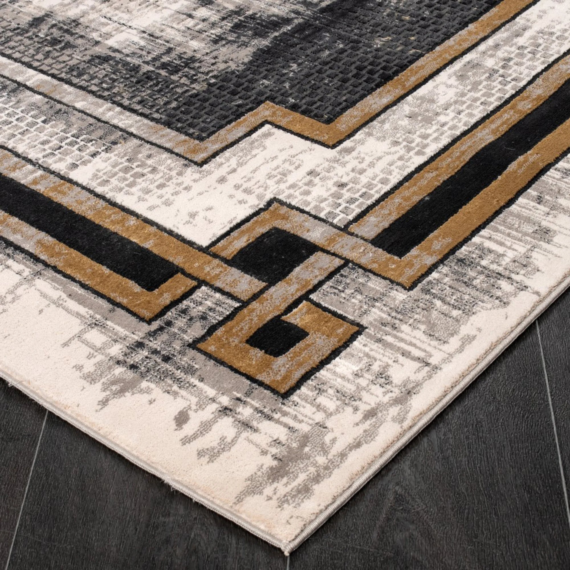 Empire Lines Geometric Border Rug
