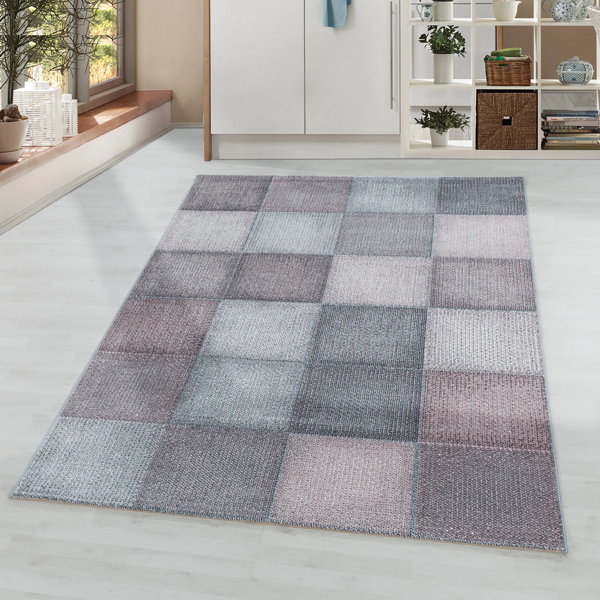 Checkerboard Neutral Decor Rug