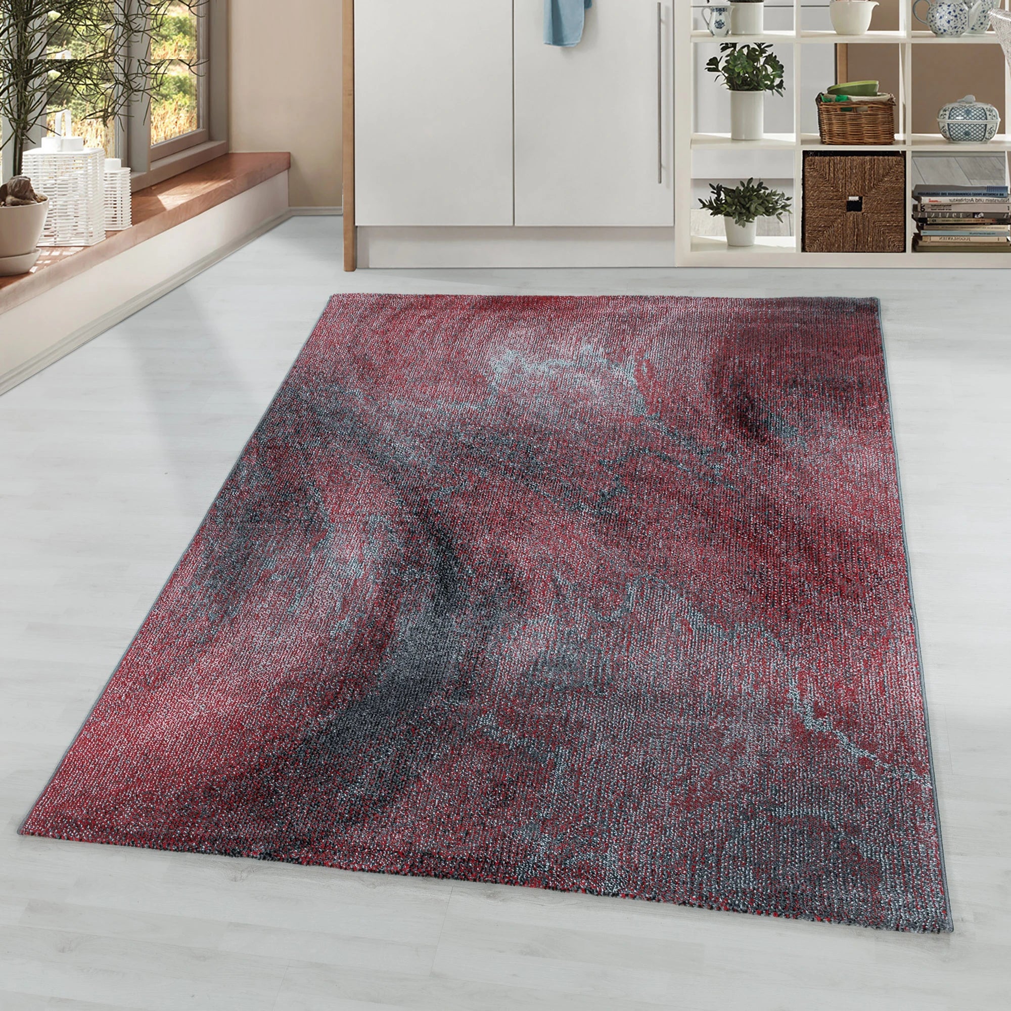 Abstract-waves Abstract Rug Red