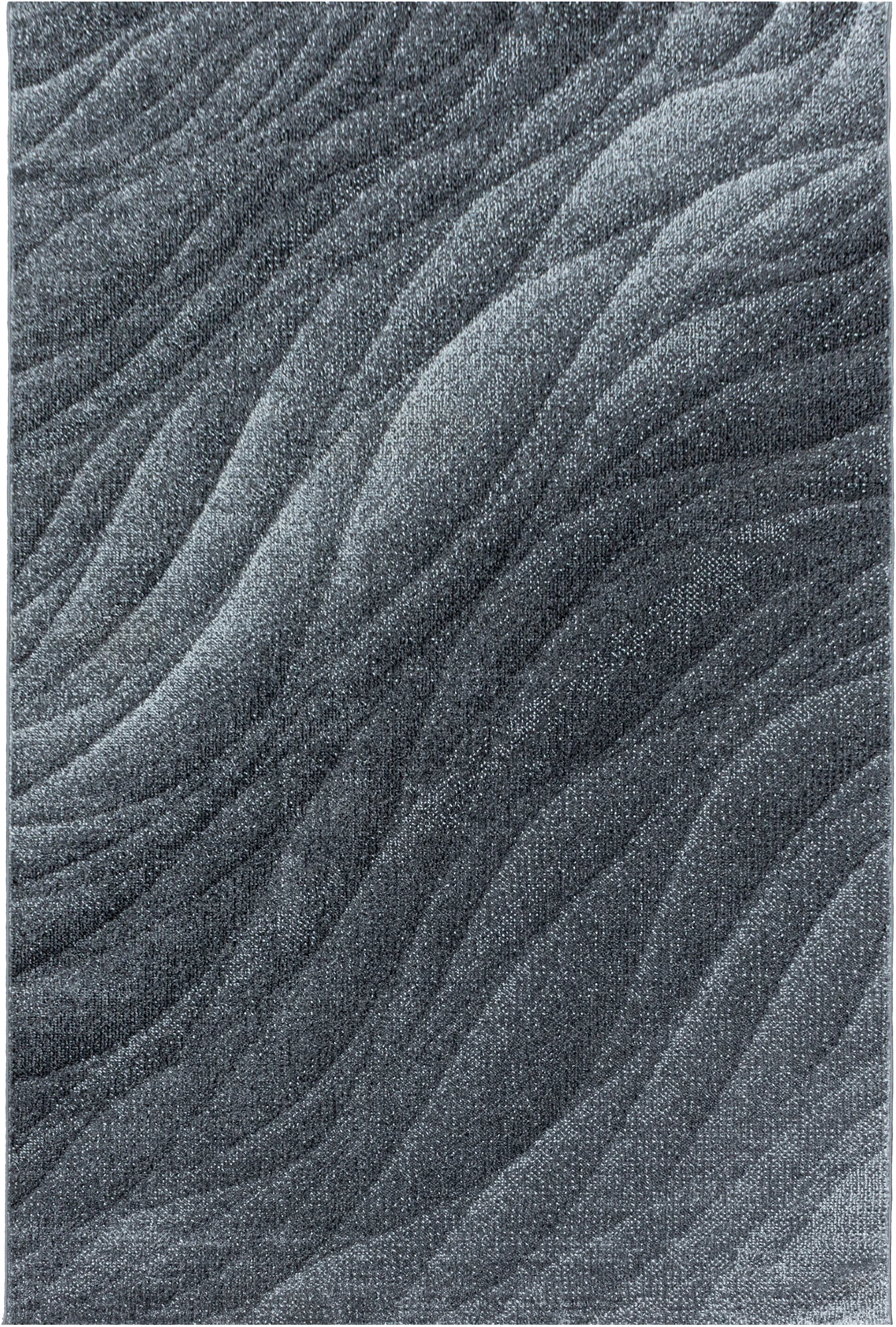 Abstract-waves Freeform Rug Gray