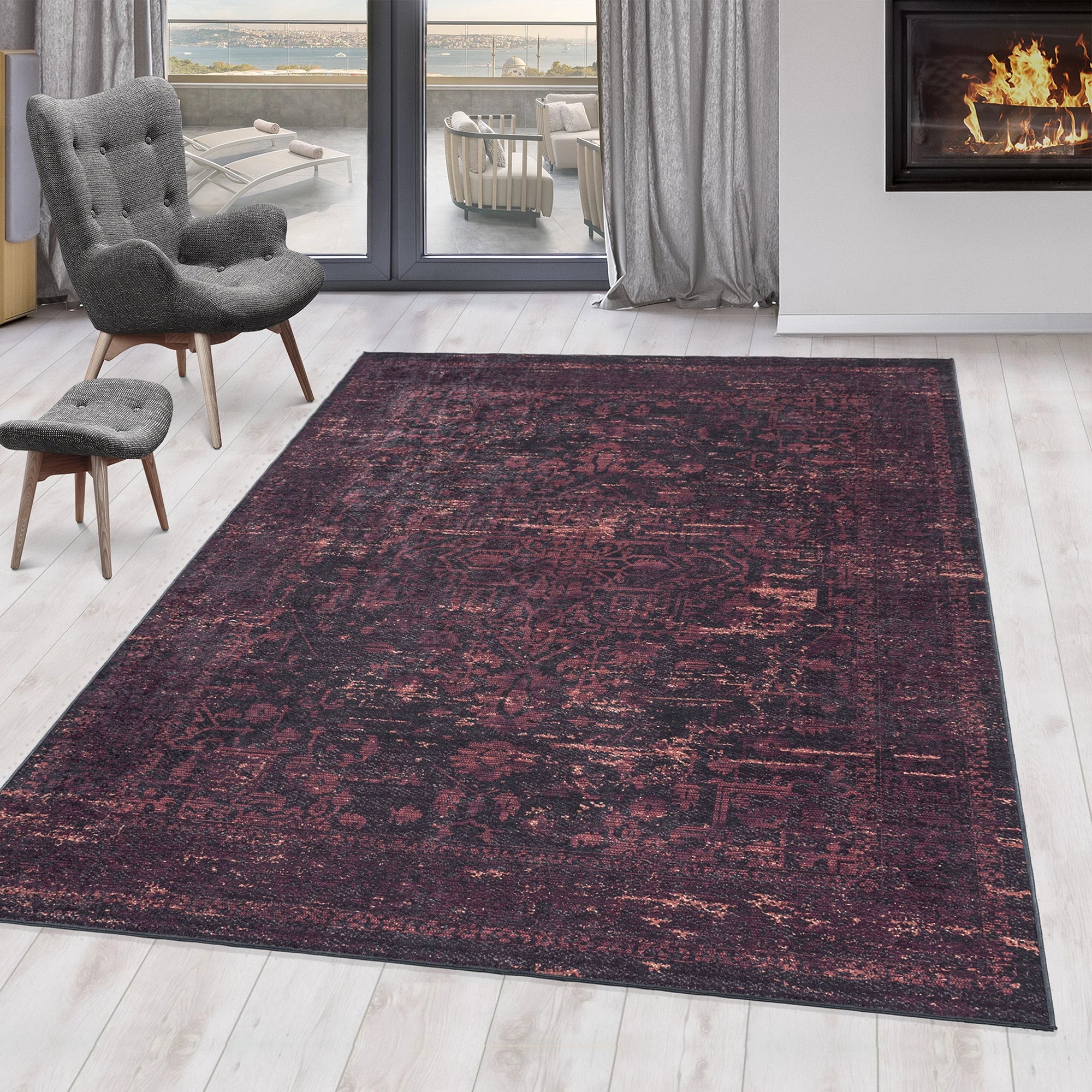 Vintage Cozy Area Rug Red