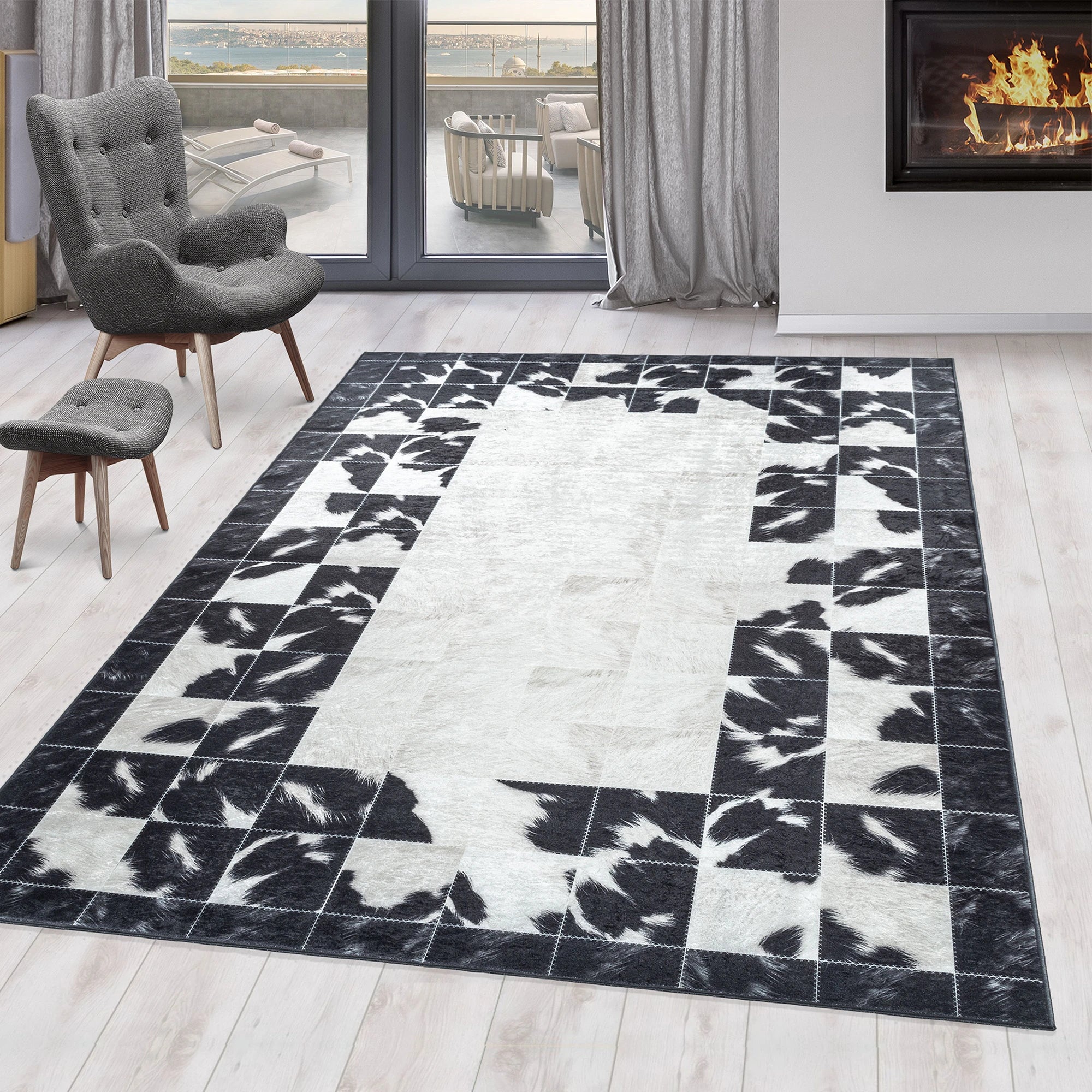 Patchwork Teppich Schwarz