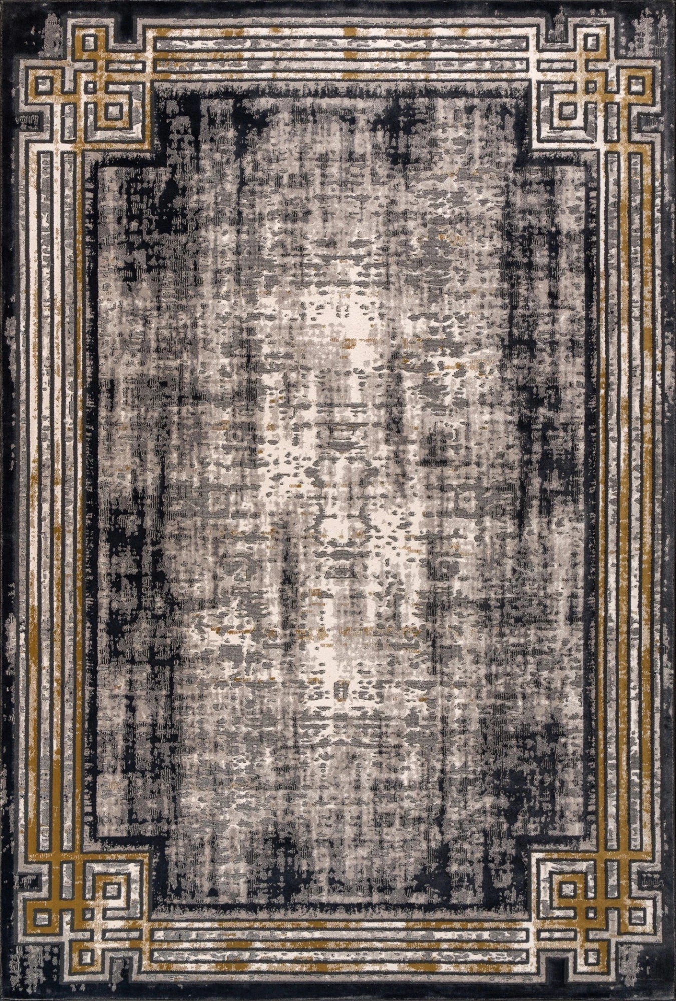 Modern Greco Border Charcoal Rug