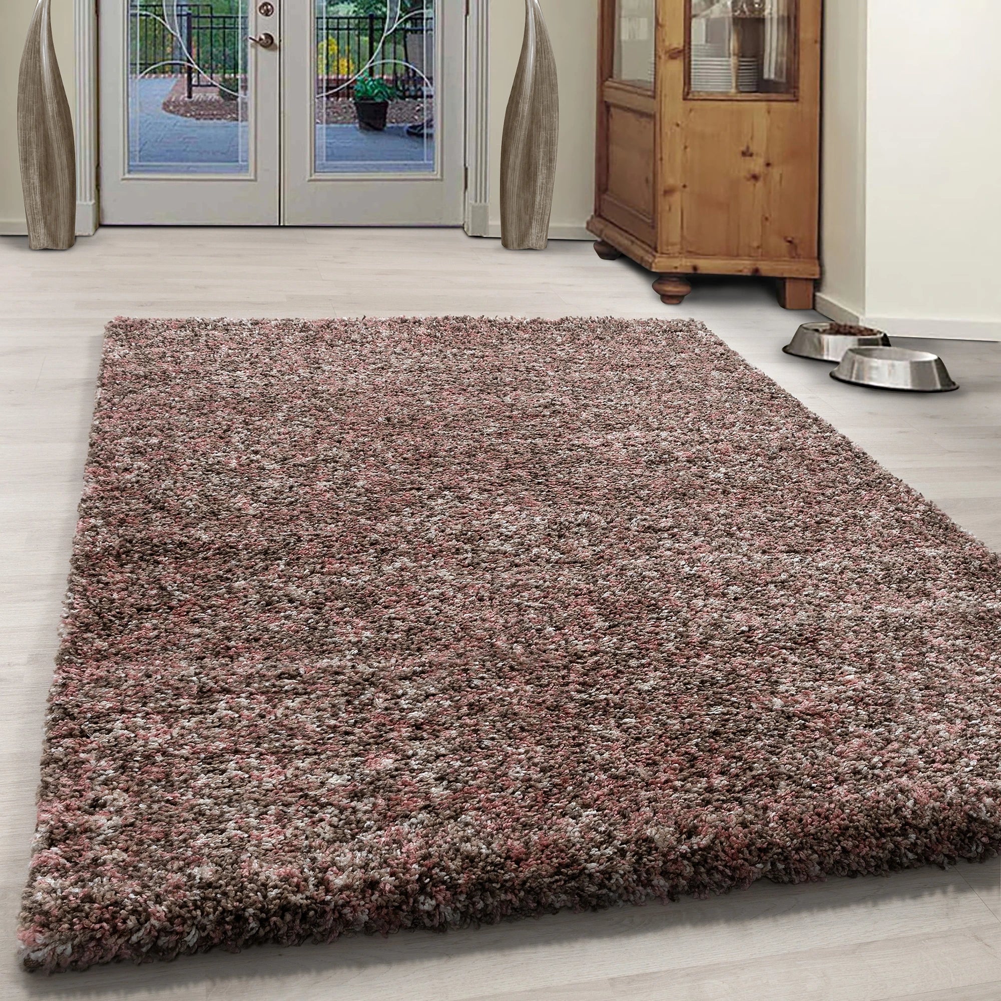 Melierter gemütlicher Teppich in Rosa