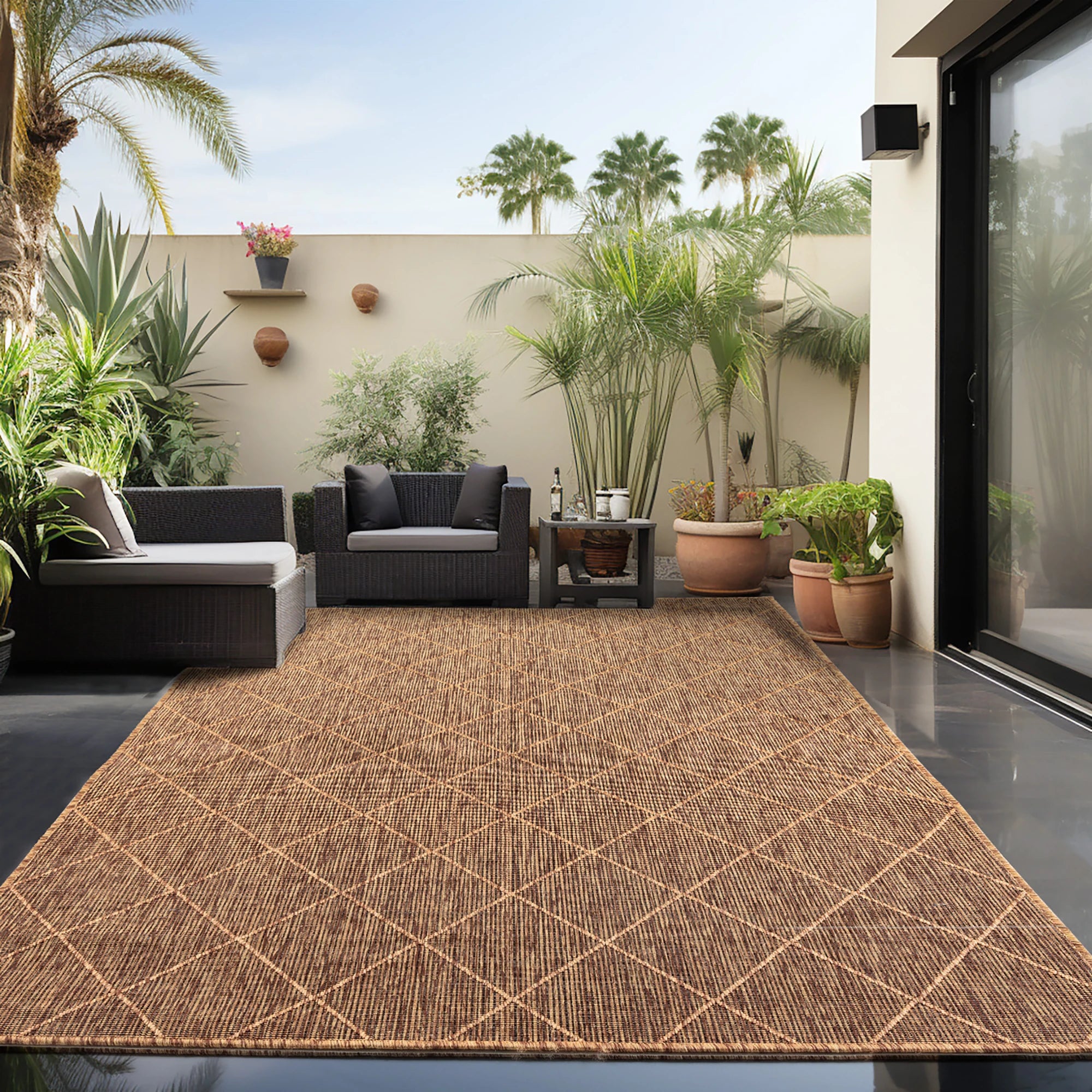 Cross Design Jute Rug | Copper