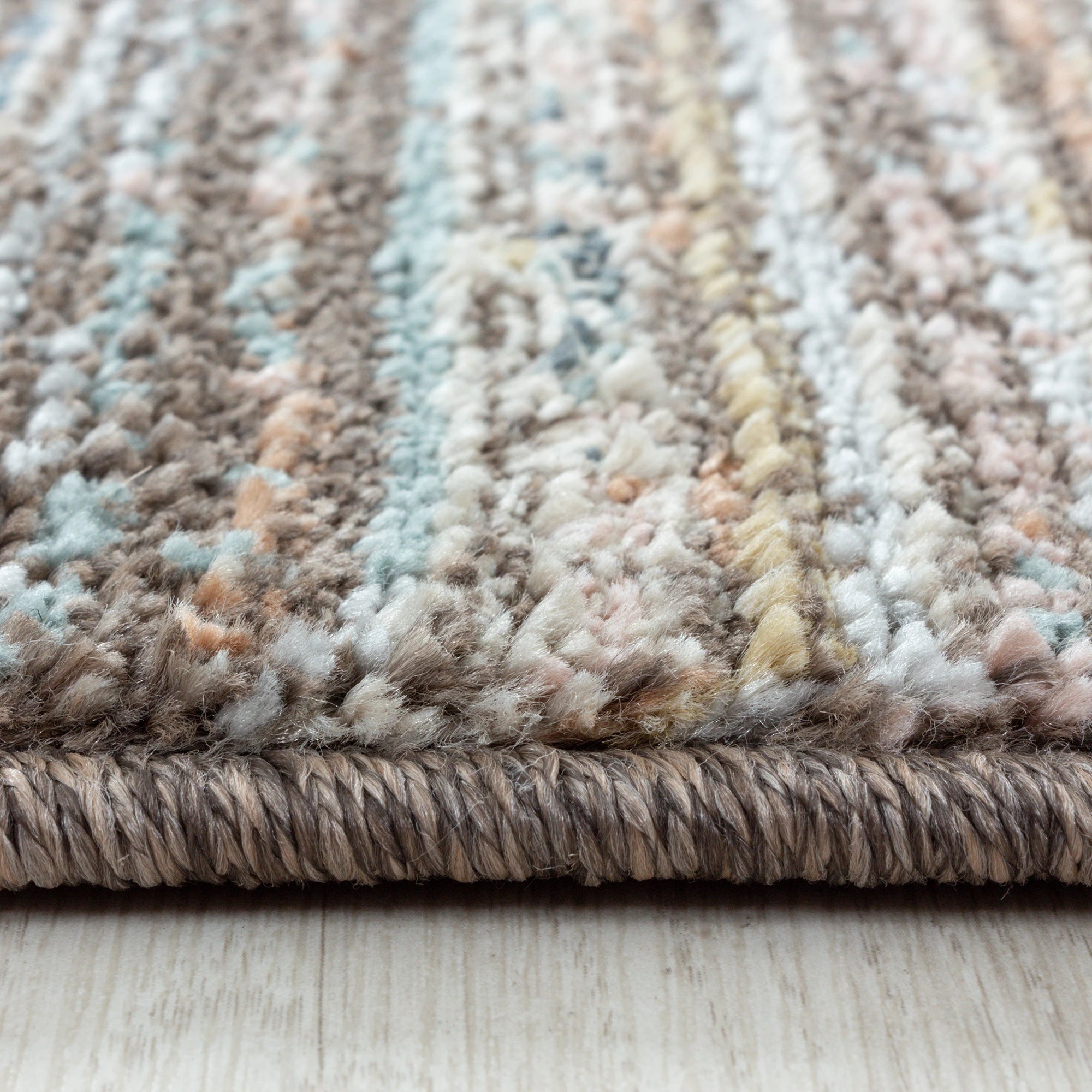 Striped Streaked Rug Brown