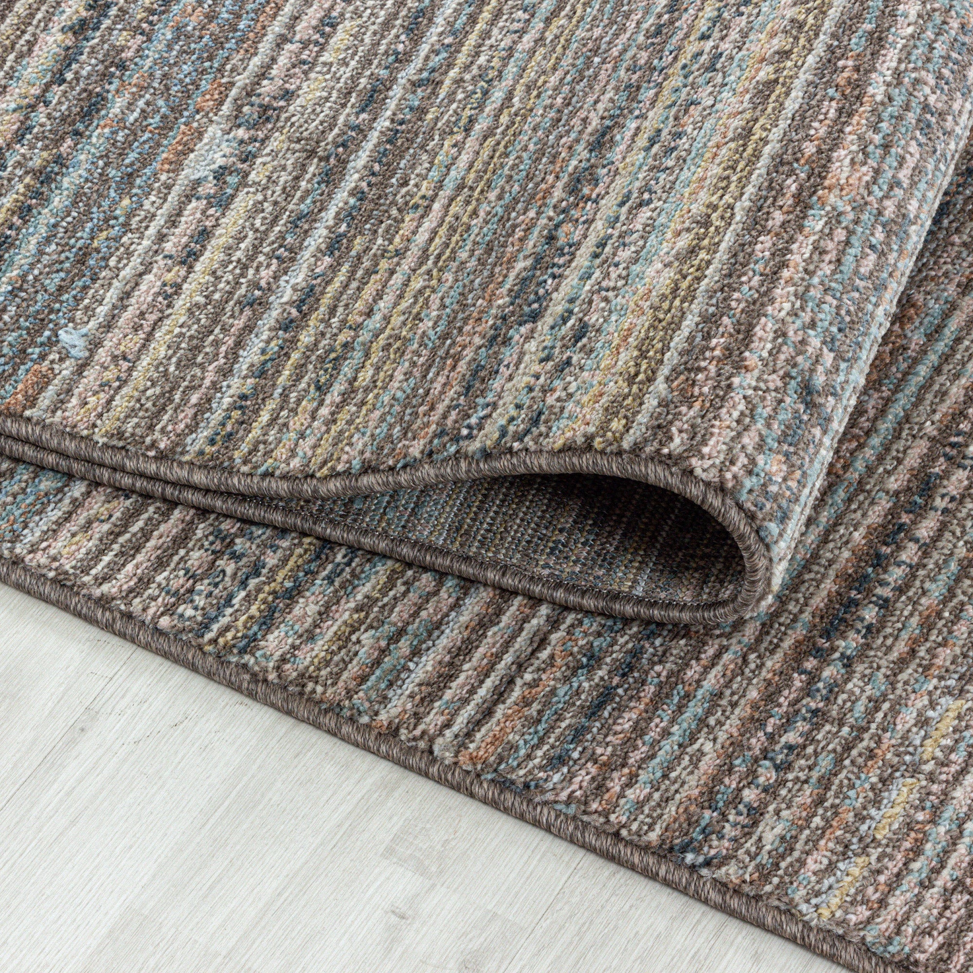 Striped Streaked Rug Brown