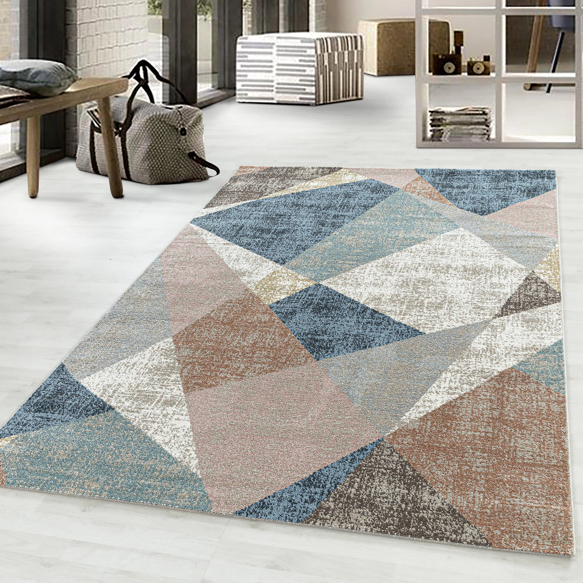 Artistic Polygon Living Room Rug | Multi