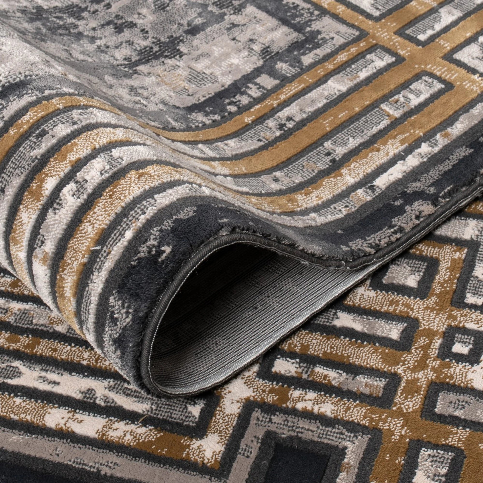 Modern Greco Border Charcoal Rug