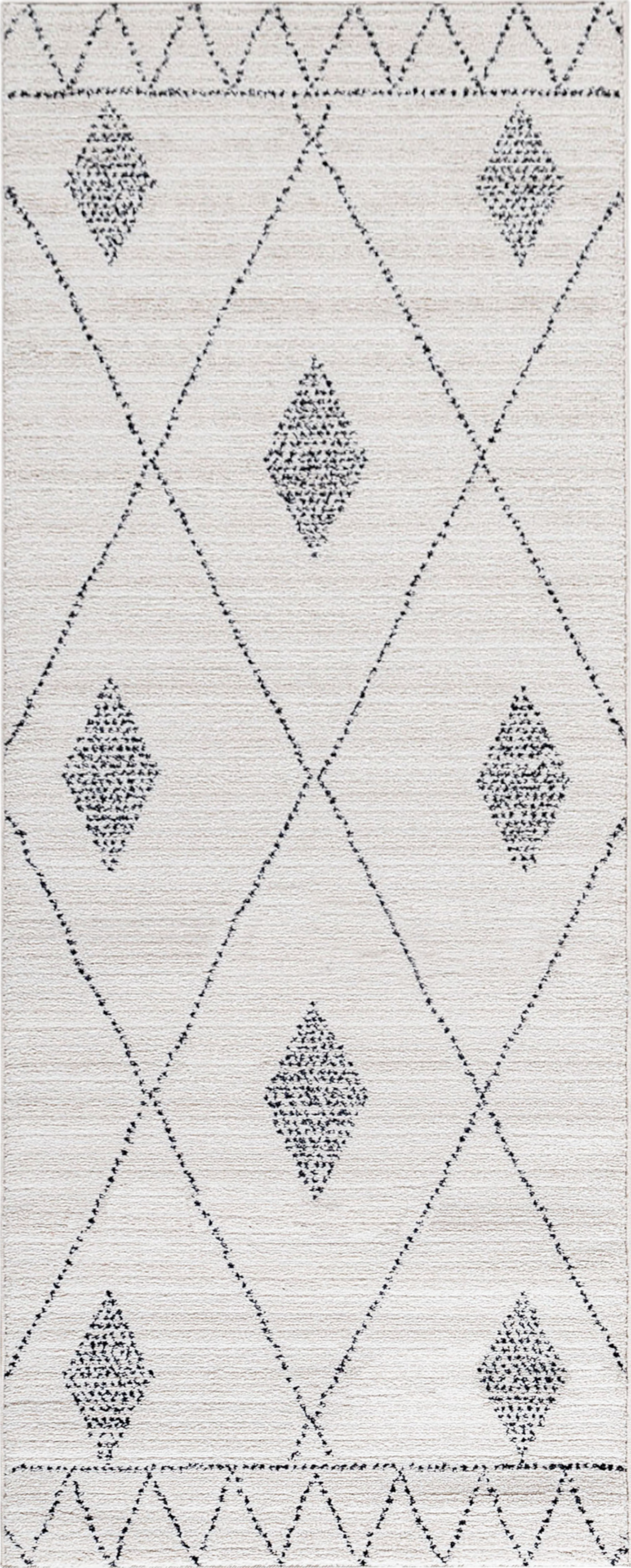 Bohemian Dotted Diamond Pattern Rug | Cream