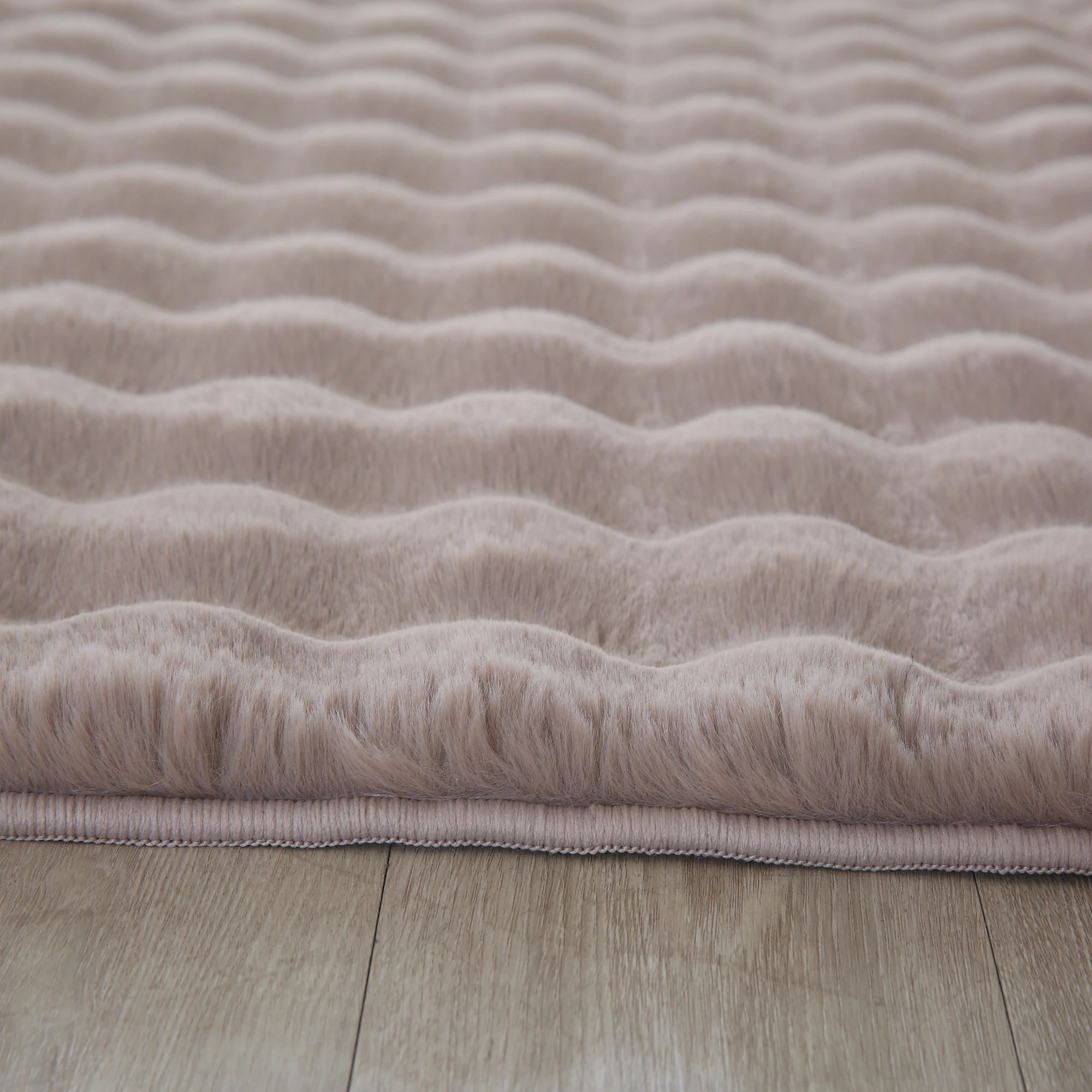 Plush Beige Washable Rug - Solid Color