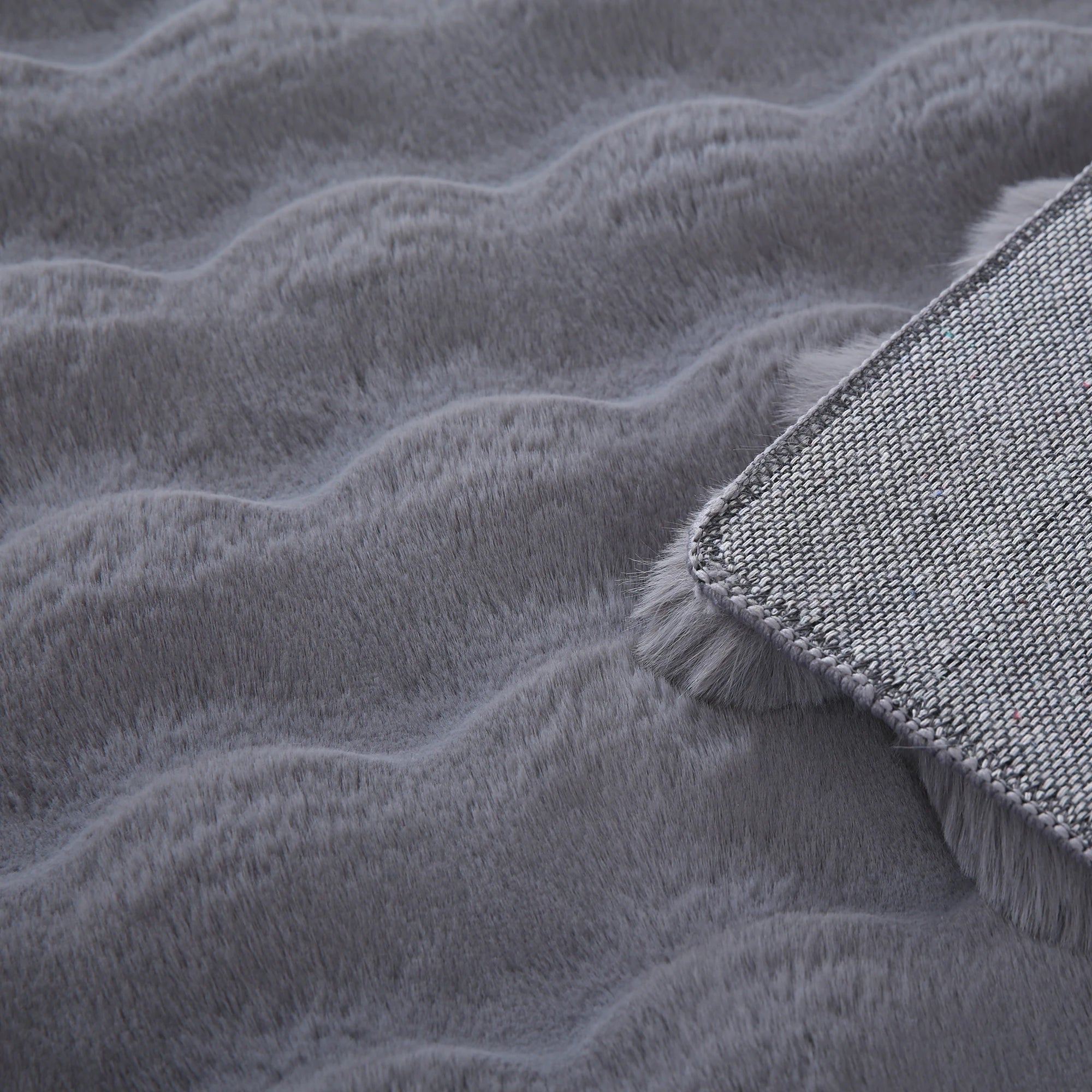 Plush Gray Washable Rug - Solid Color