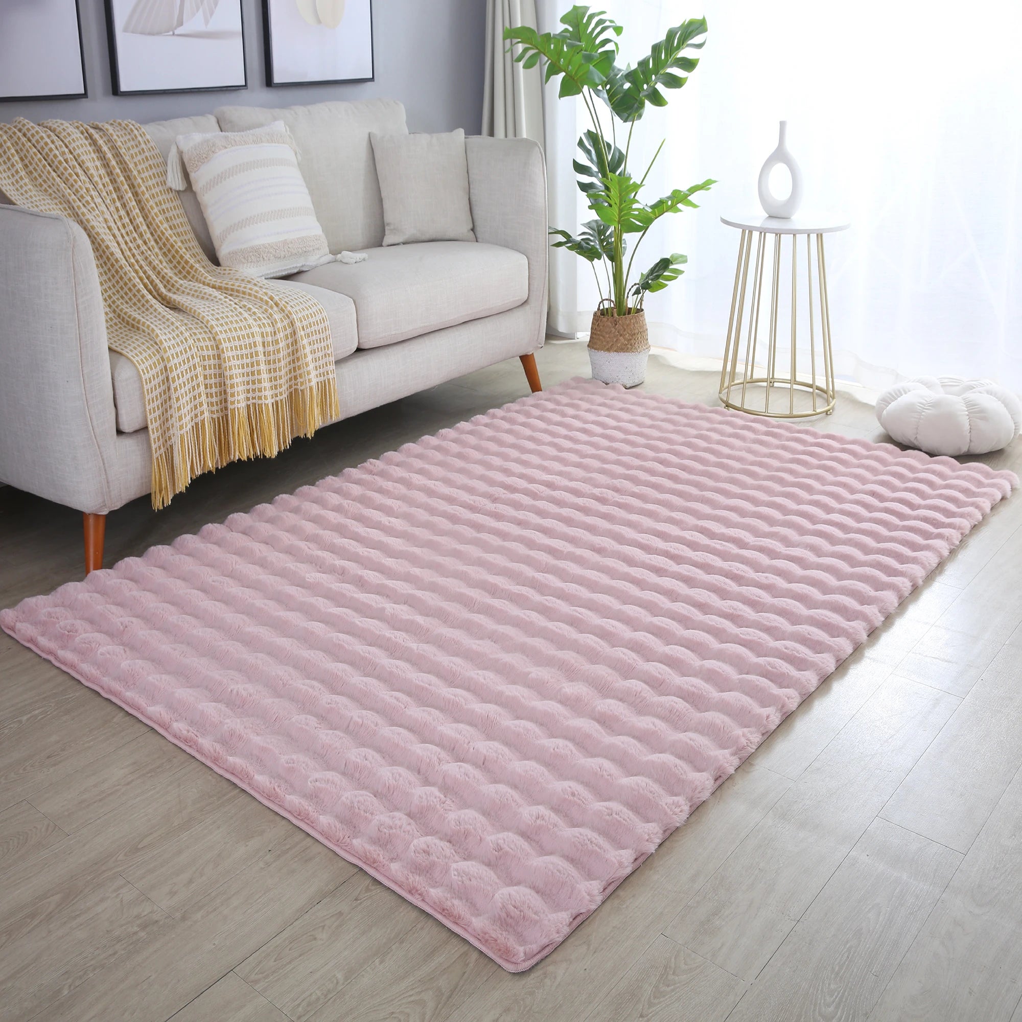 Plush Rose Washable Rug - Solid Color