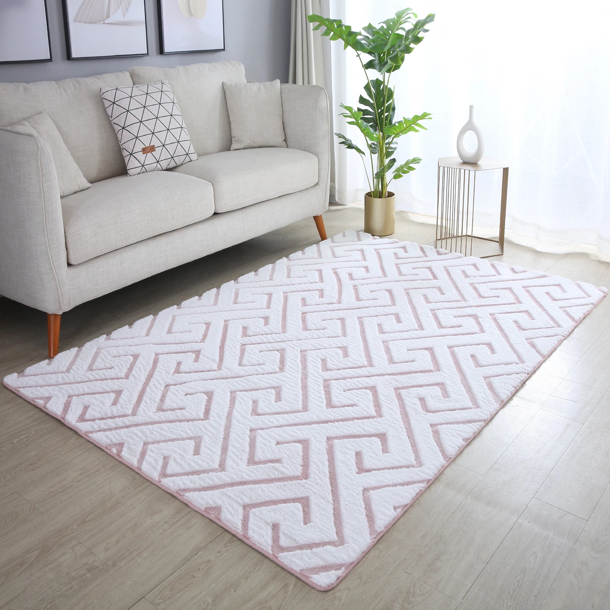 Scandinavian Chic Area Rug Pink