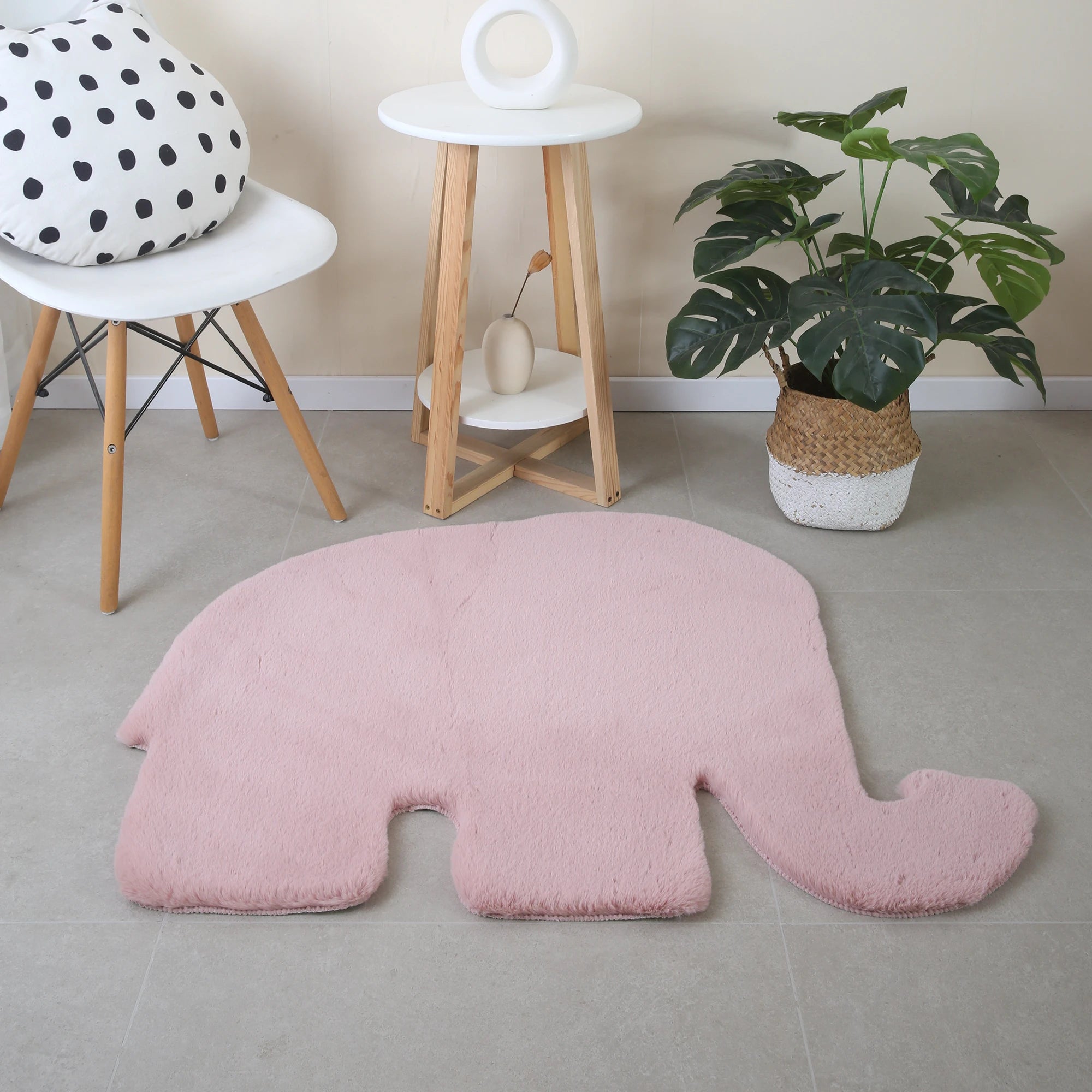 Elephant Shape Rug Pink