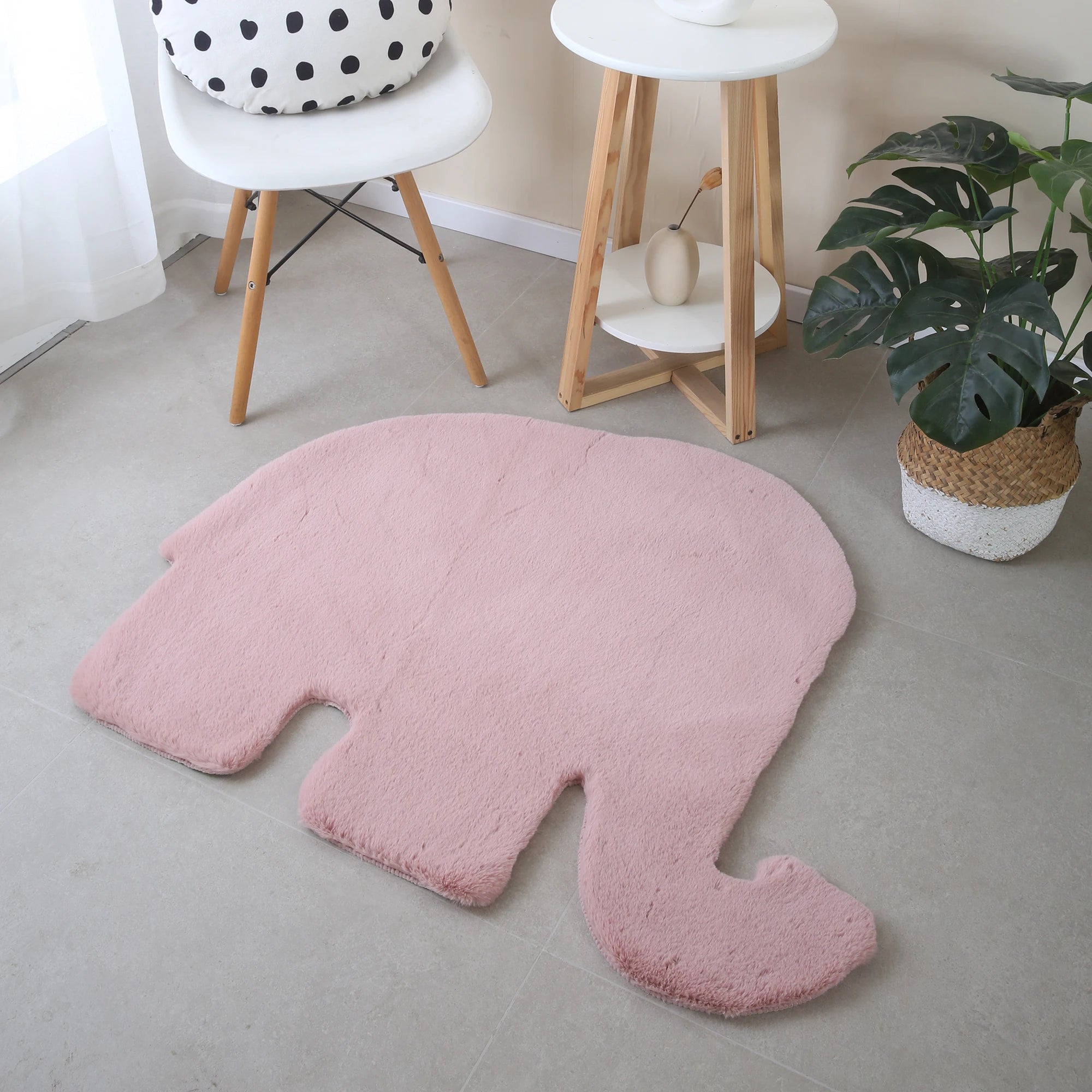 Elephant Shape Rug Pink