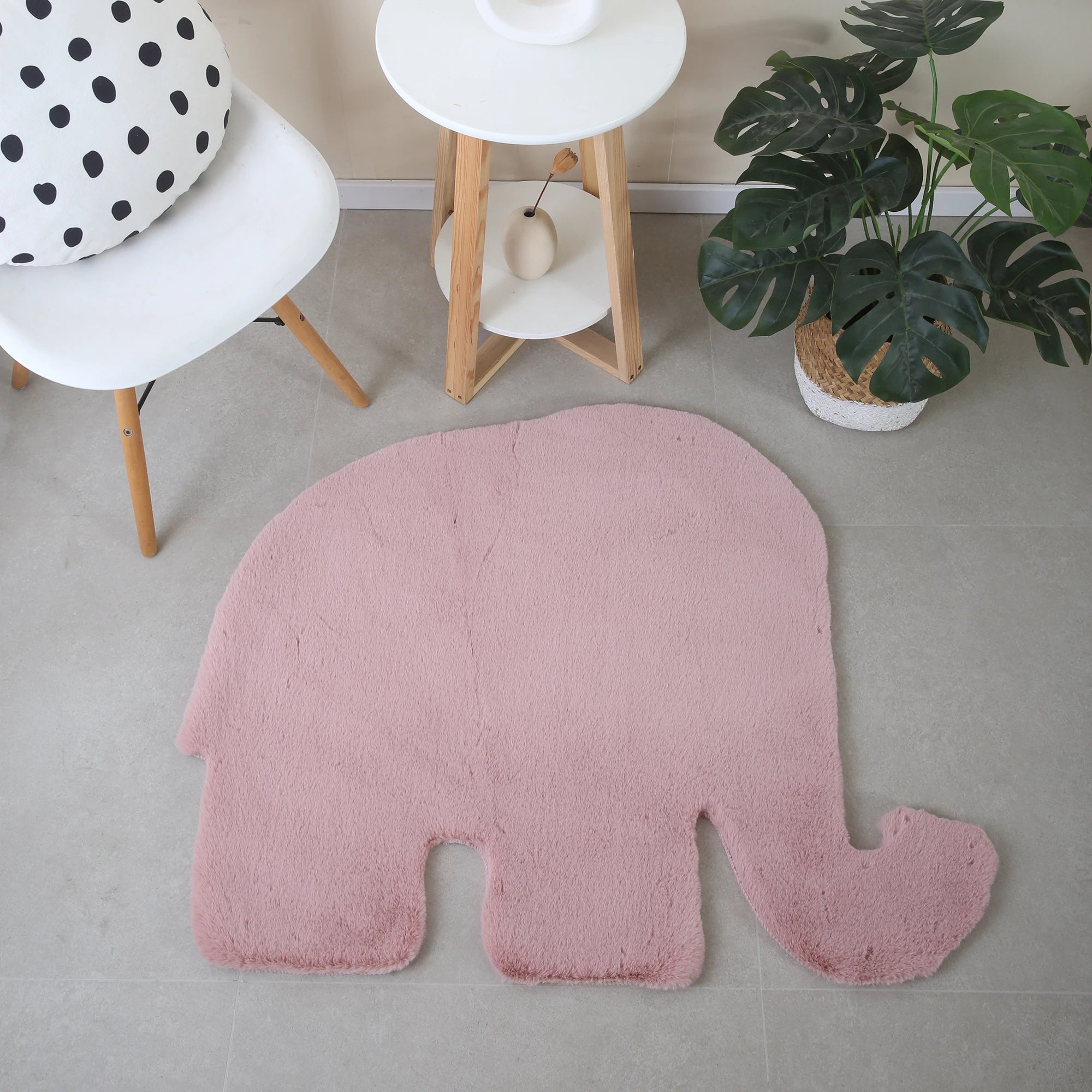 Elephant Shape Rug Pink