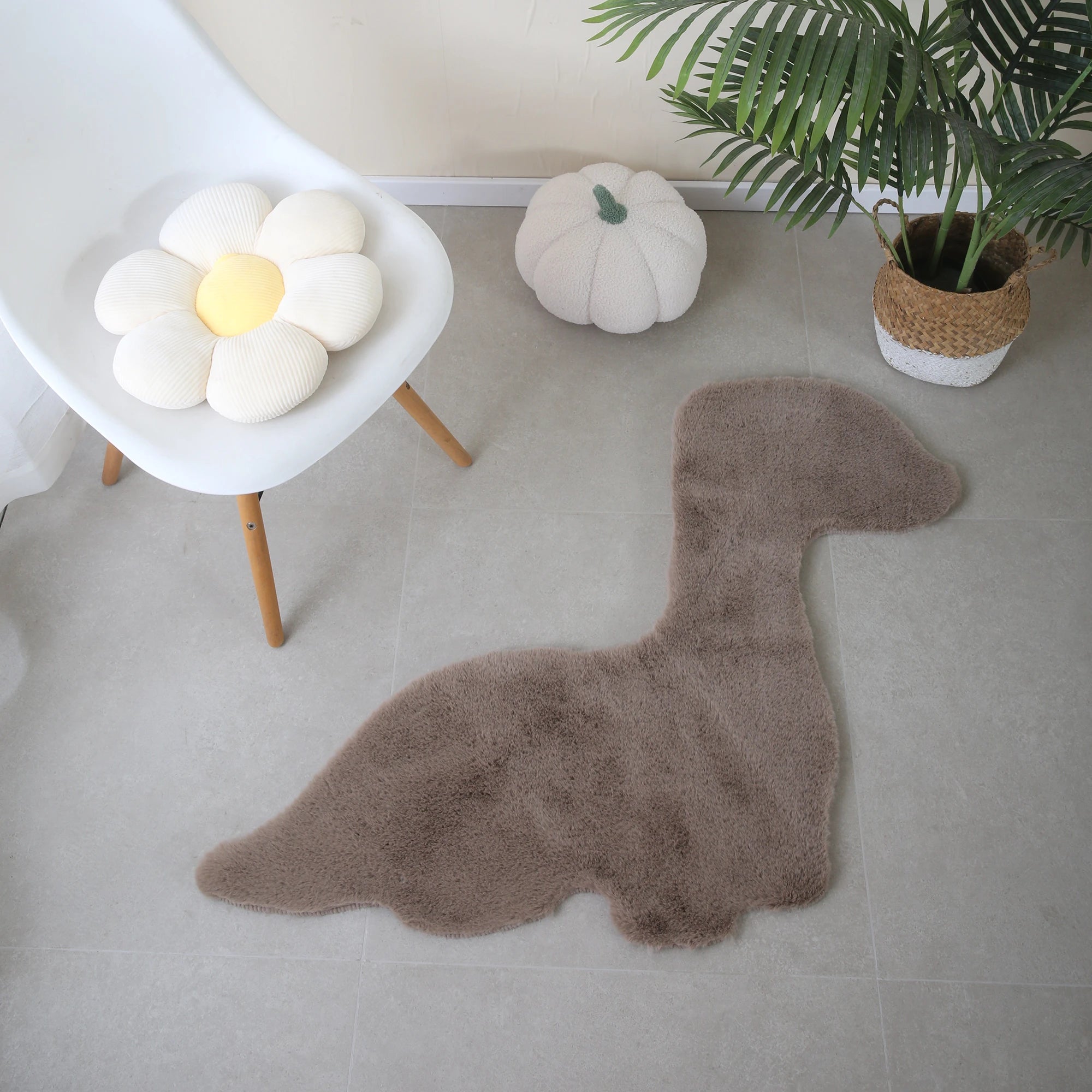 Dino Form Teppich Beige