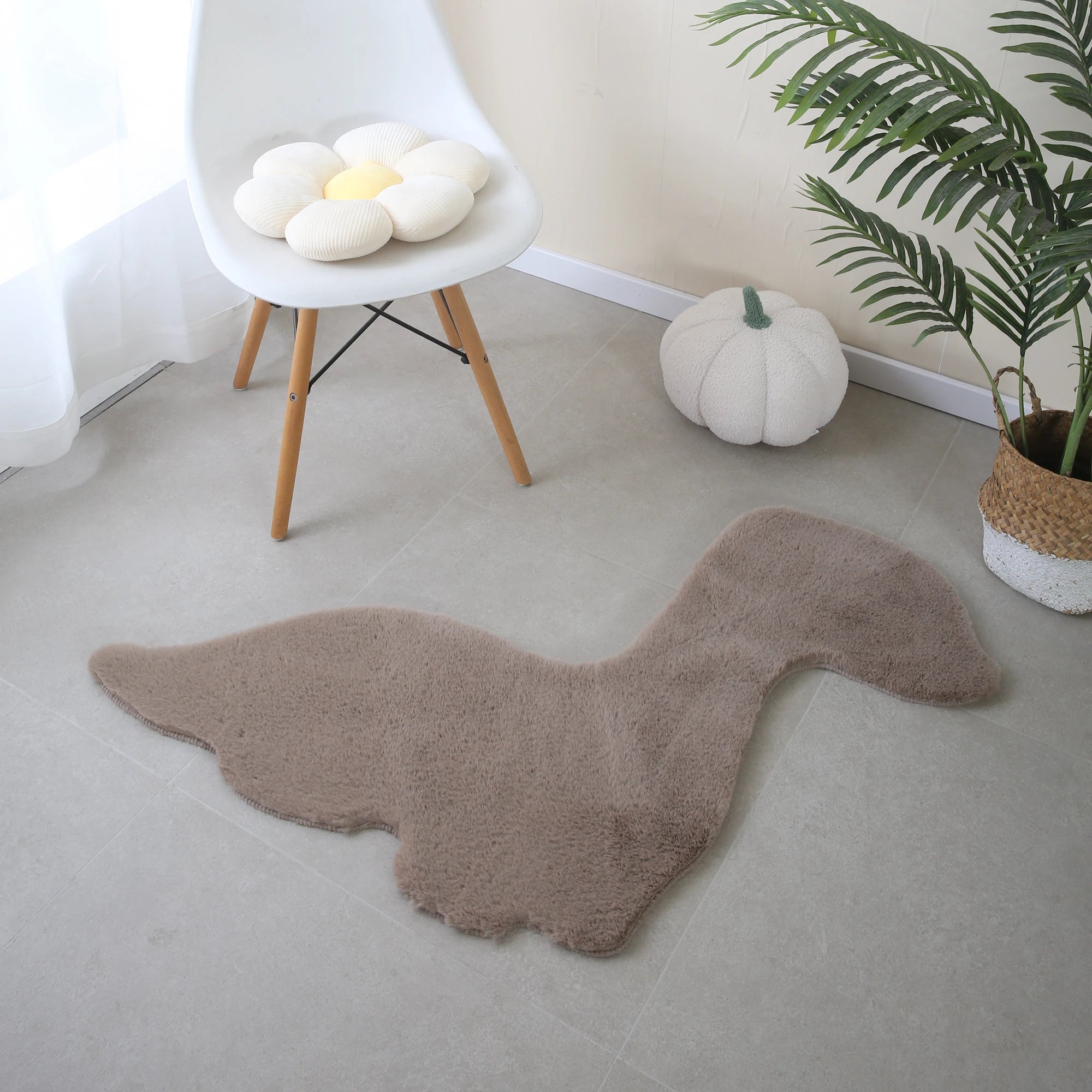 Dino Form Teppich Beige