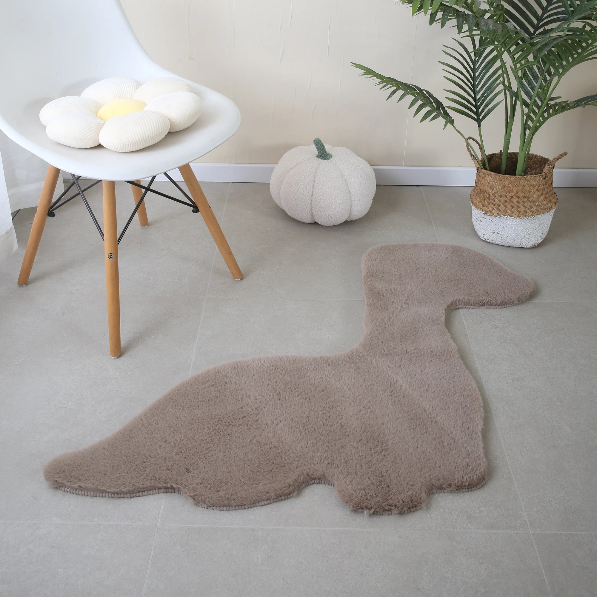 Dino Form Teppich Beige